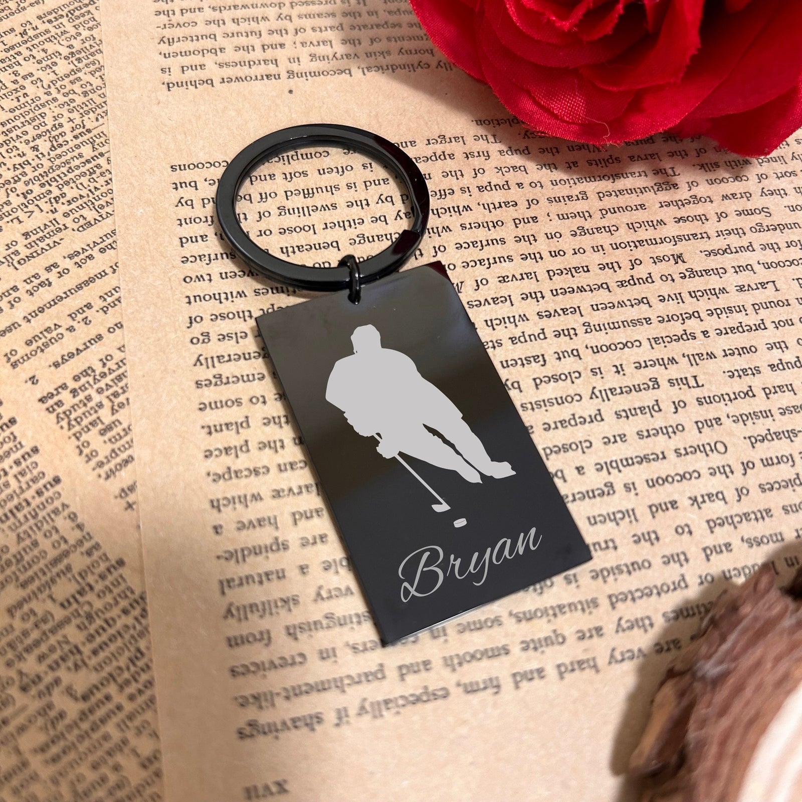 Hockey Keychain Stainless Steel