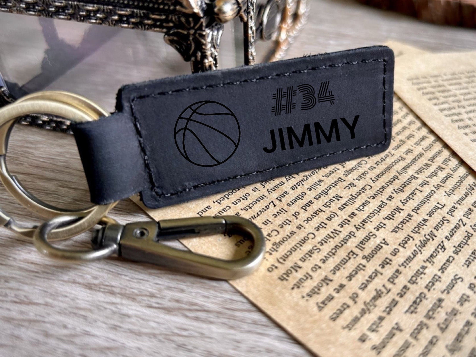 Basketball Leather Keychain
