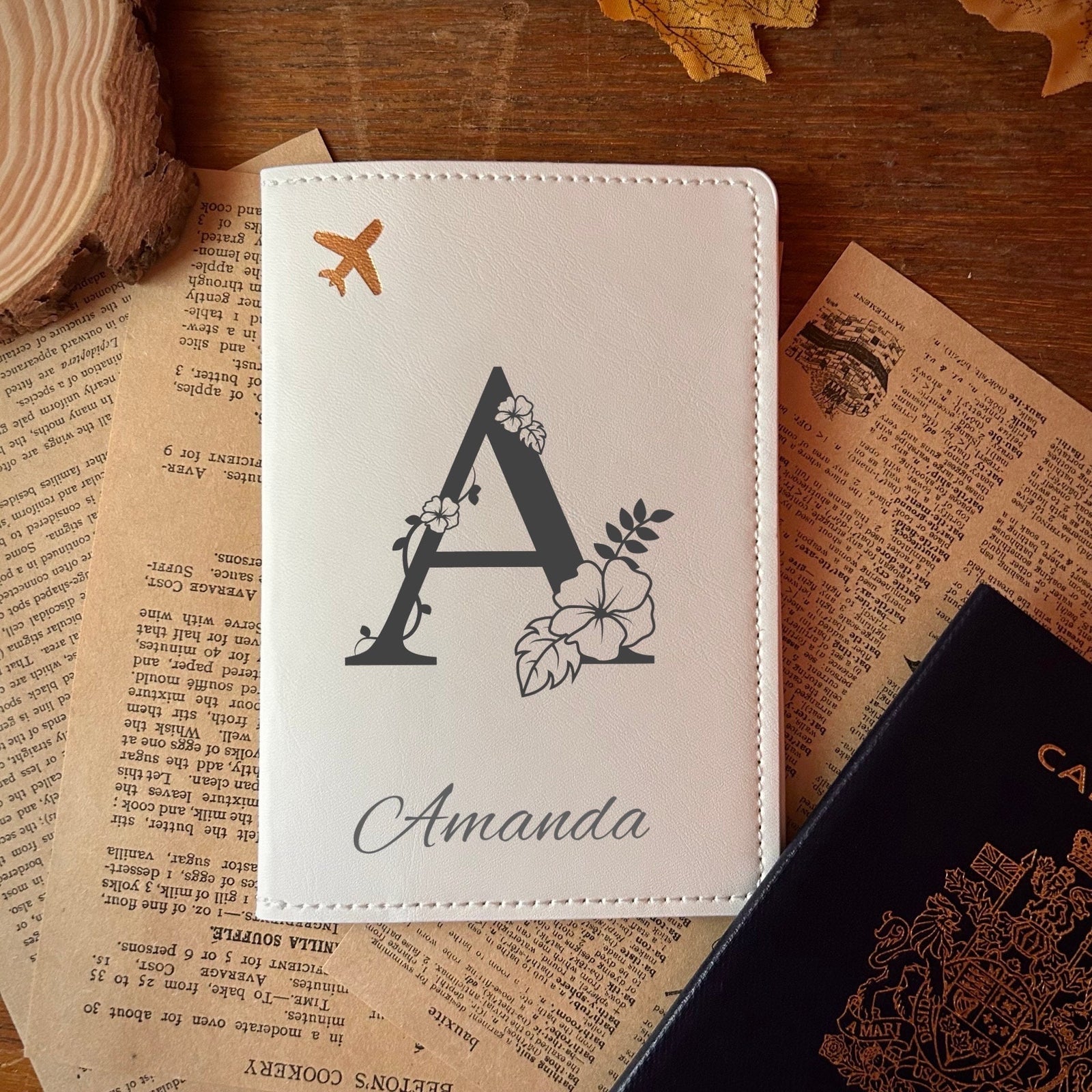 Floral Monogram Passport Cover