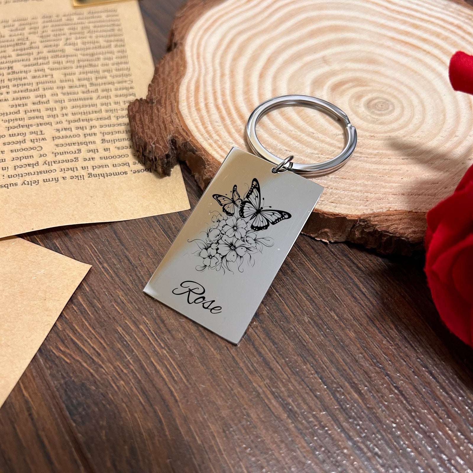 Butterfly Keychain Stainless Steel