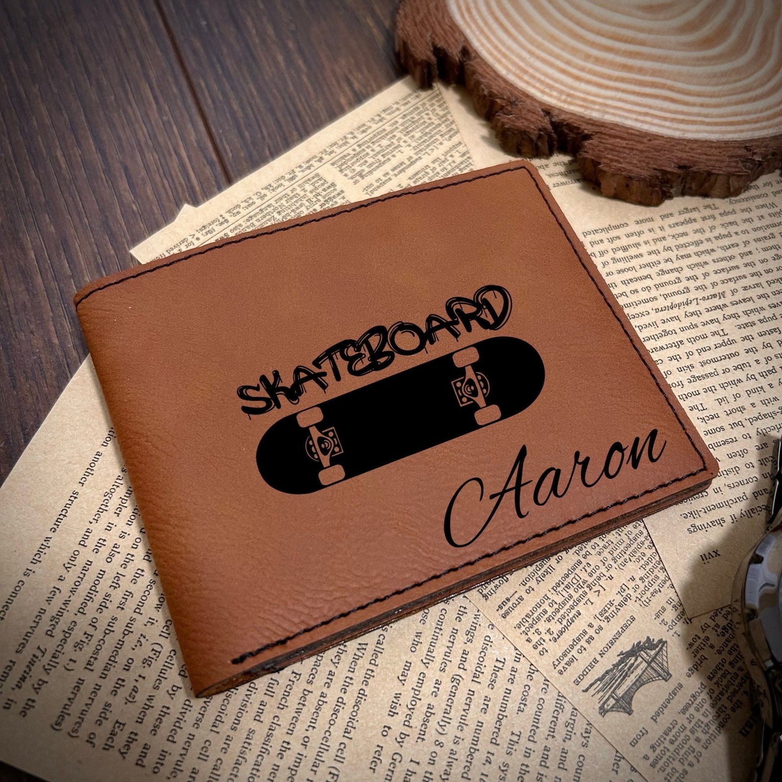 Skateboard Leather Wallet