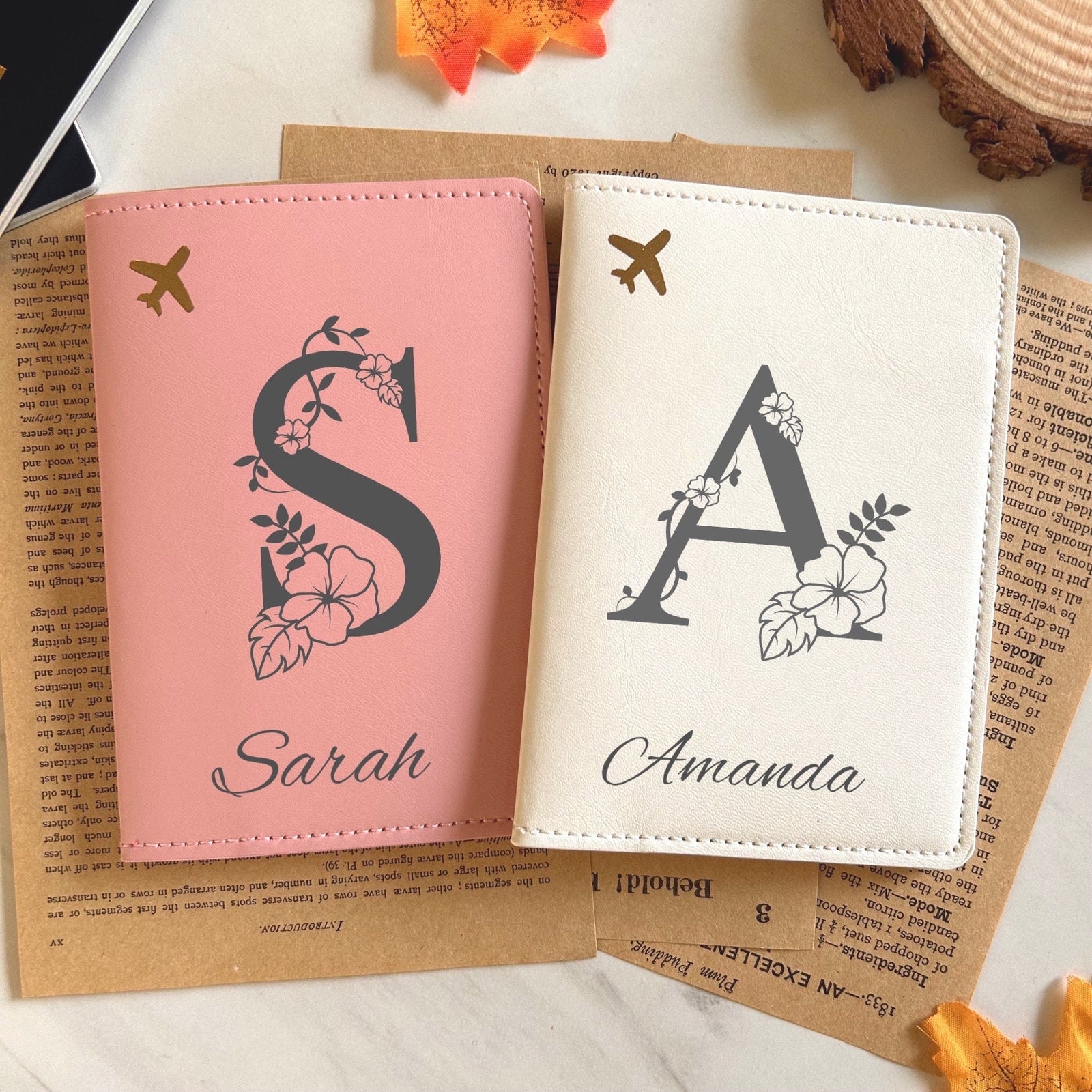 Floral Monogram Passport Cover