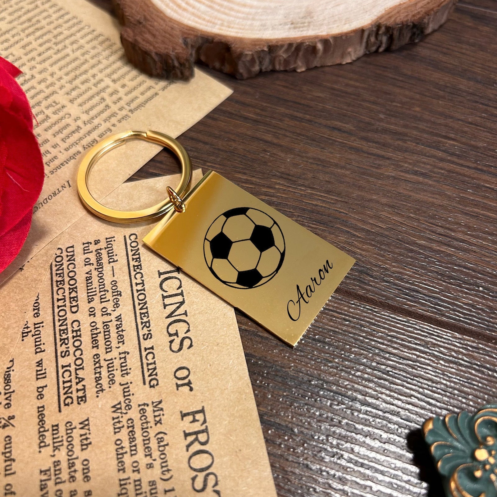 Soccer Keychain Stainless Steel