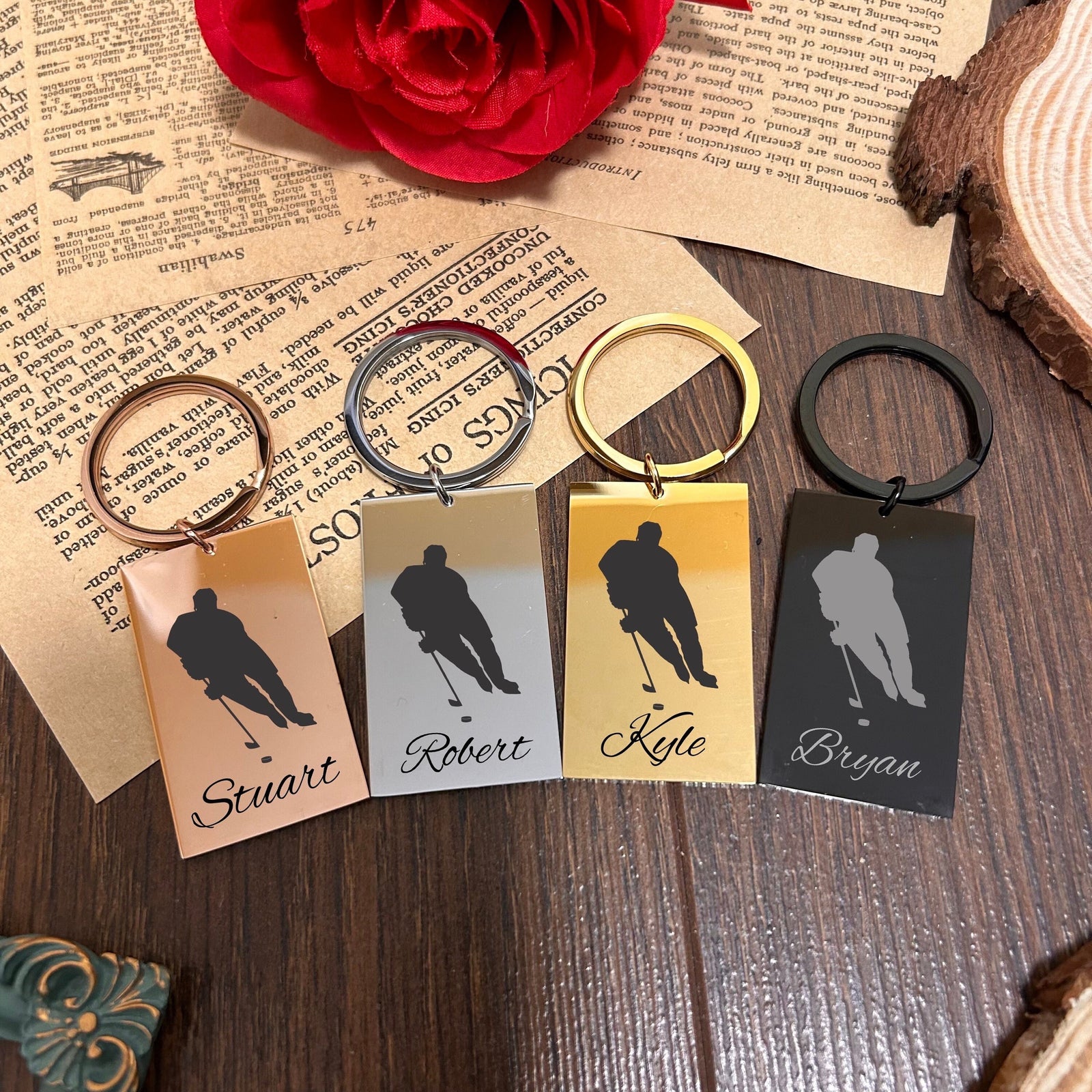 Hockey Keychain Stainless Steel