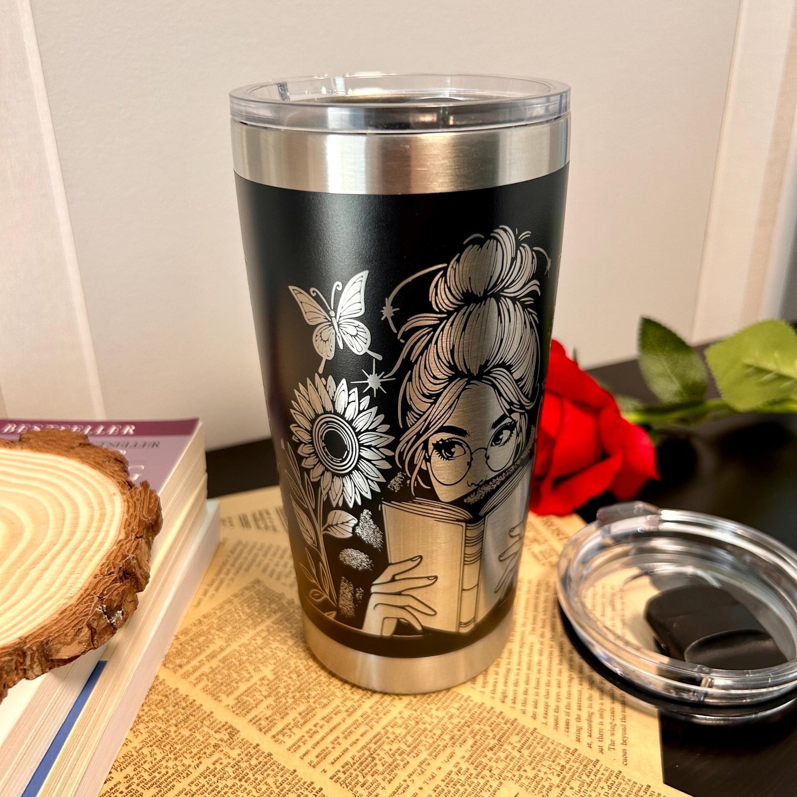 20oz Book Lover 360 Engraved Tumbler Stainless Steel