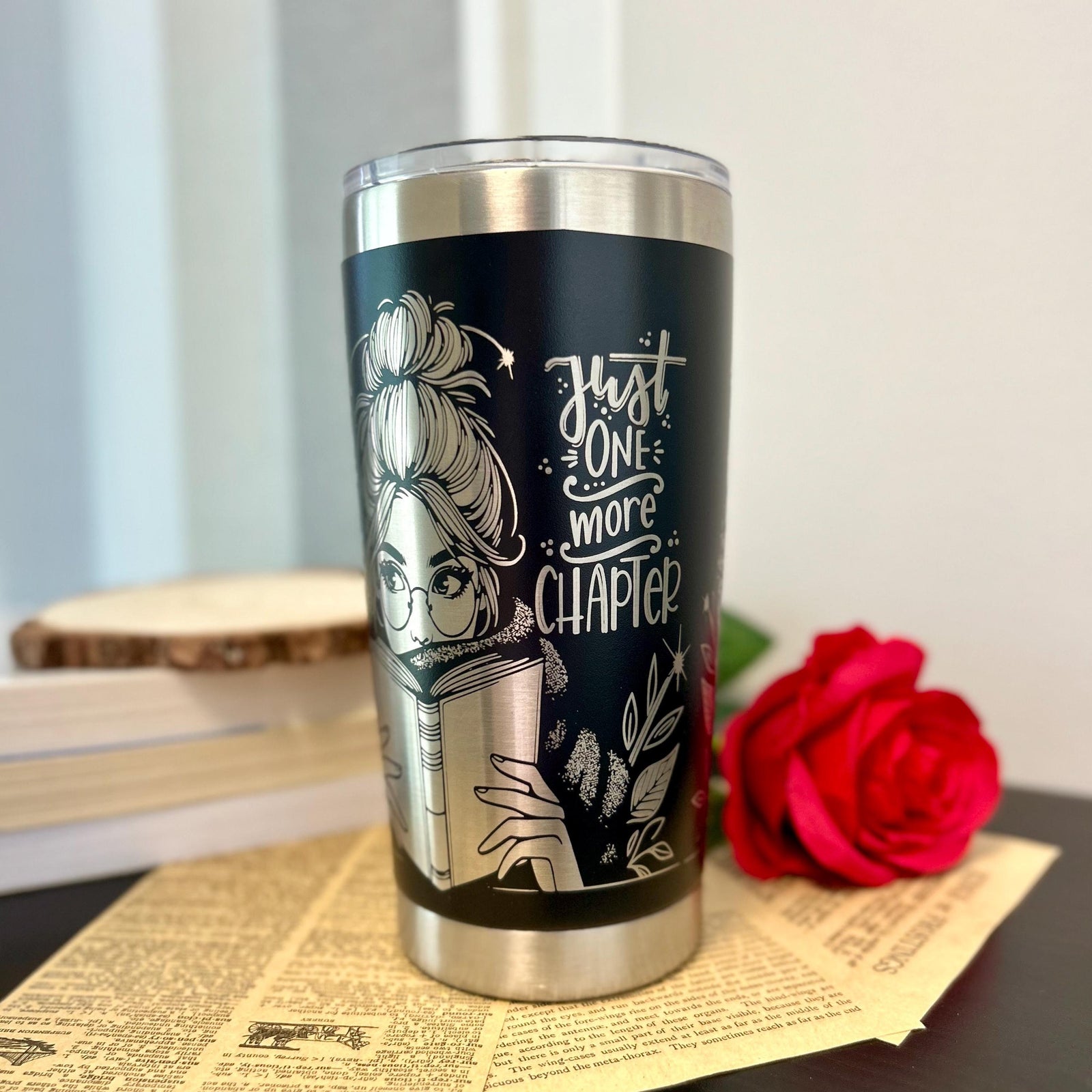 20oz Book Lover 360 Engraved Tumbler Stainless Steel