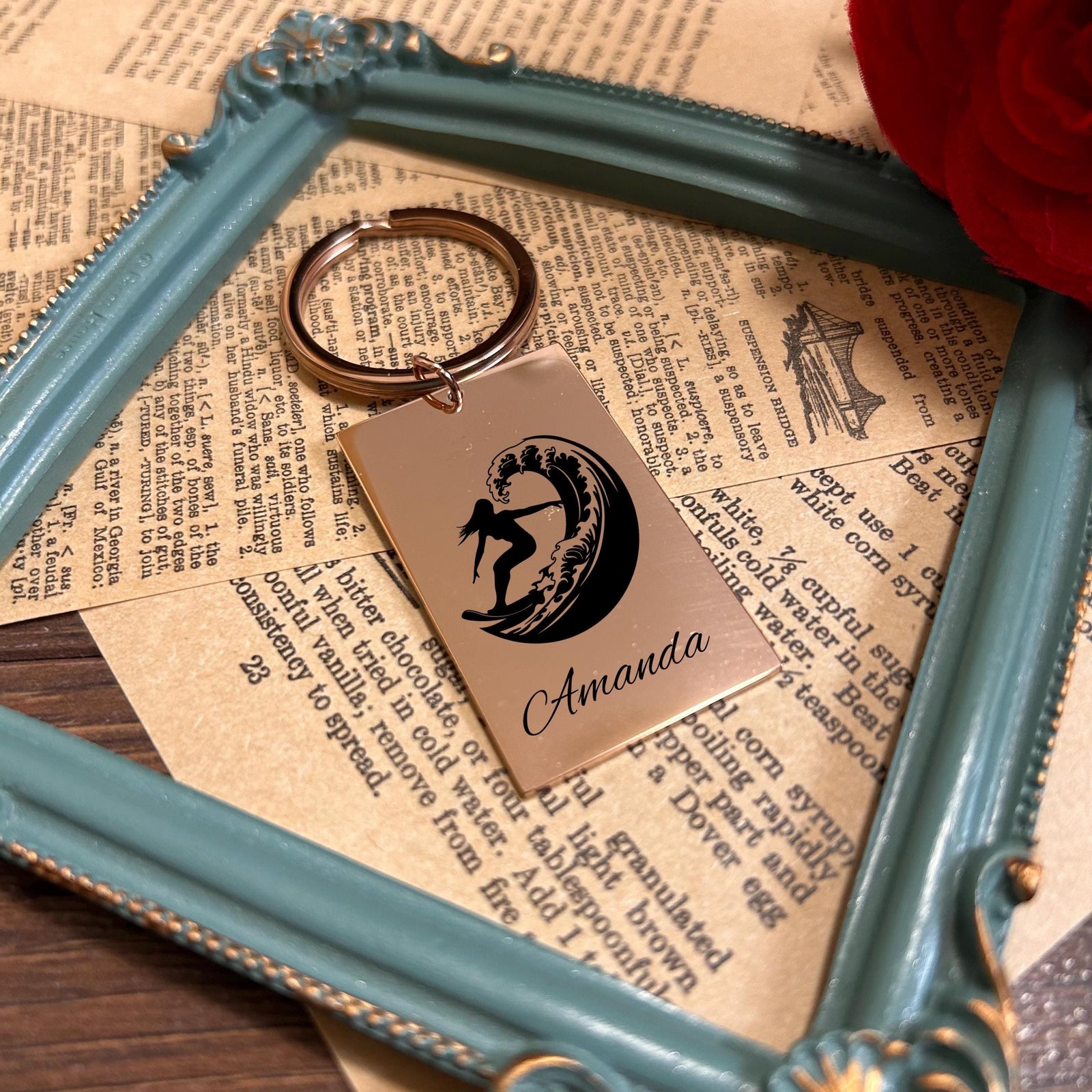 Surf Keychain Stainless Steel