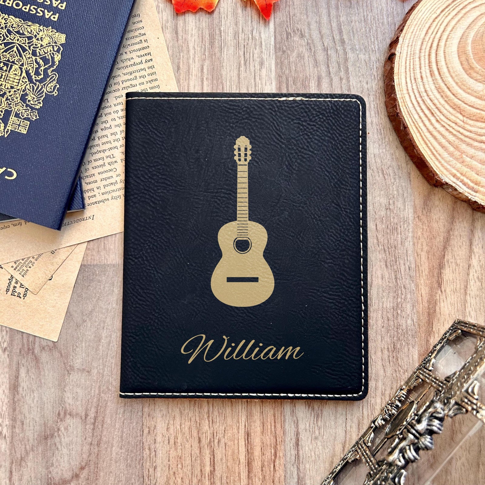 Gold Guitar Passport Cover