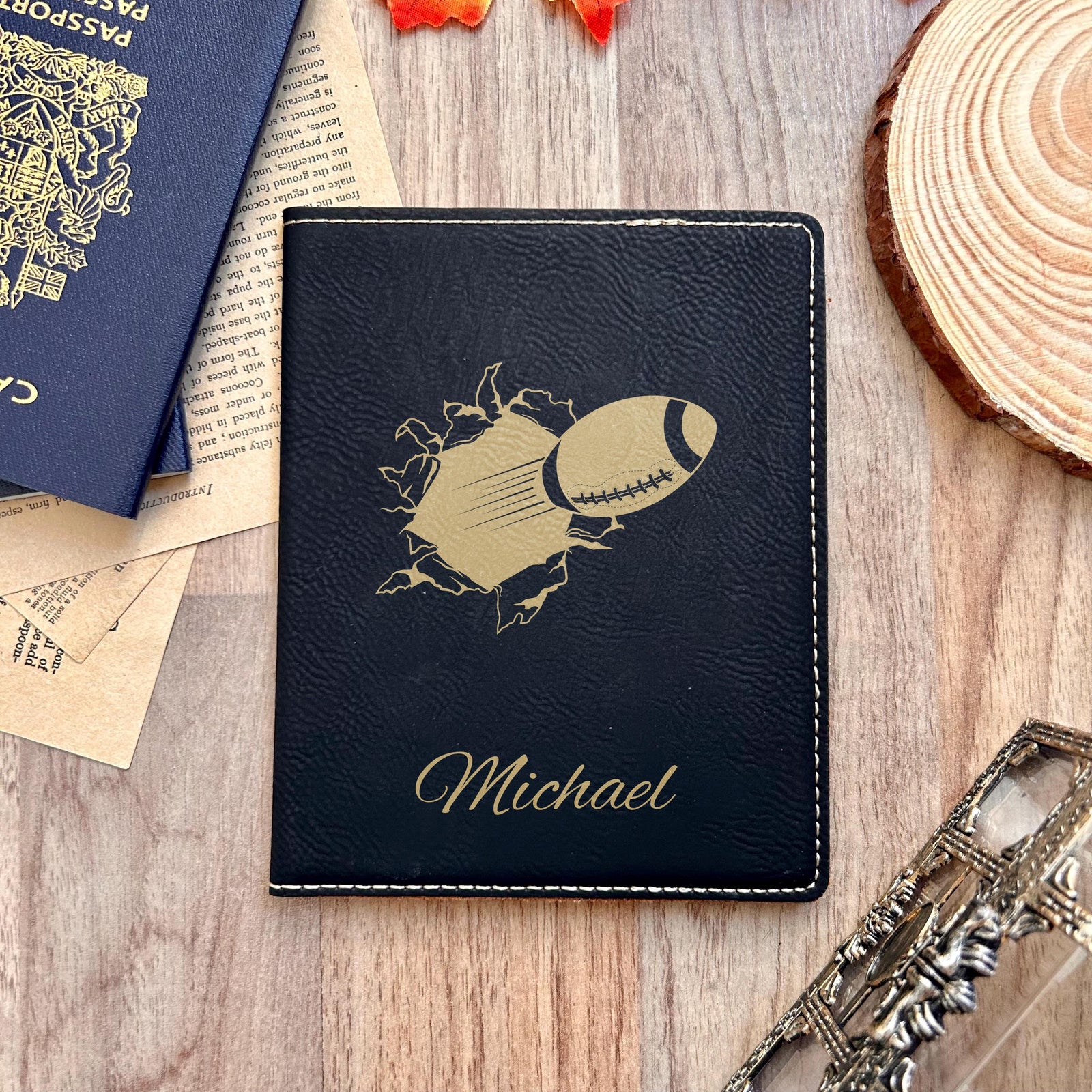 Gold Football Passport Cover
