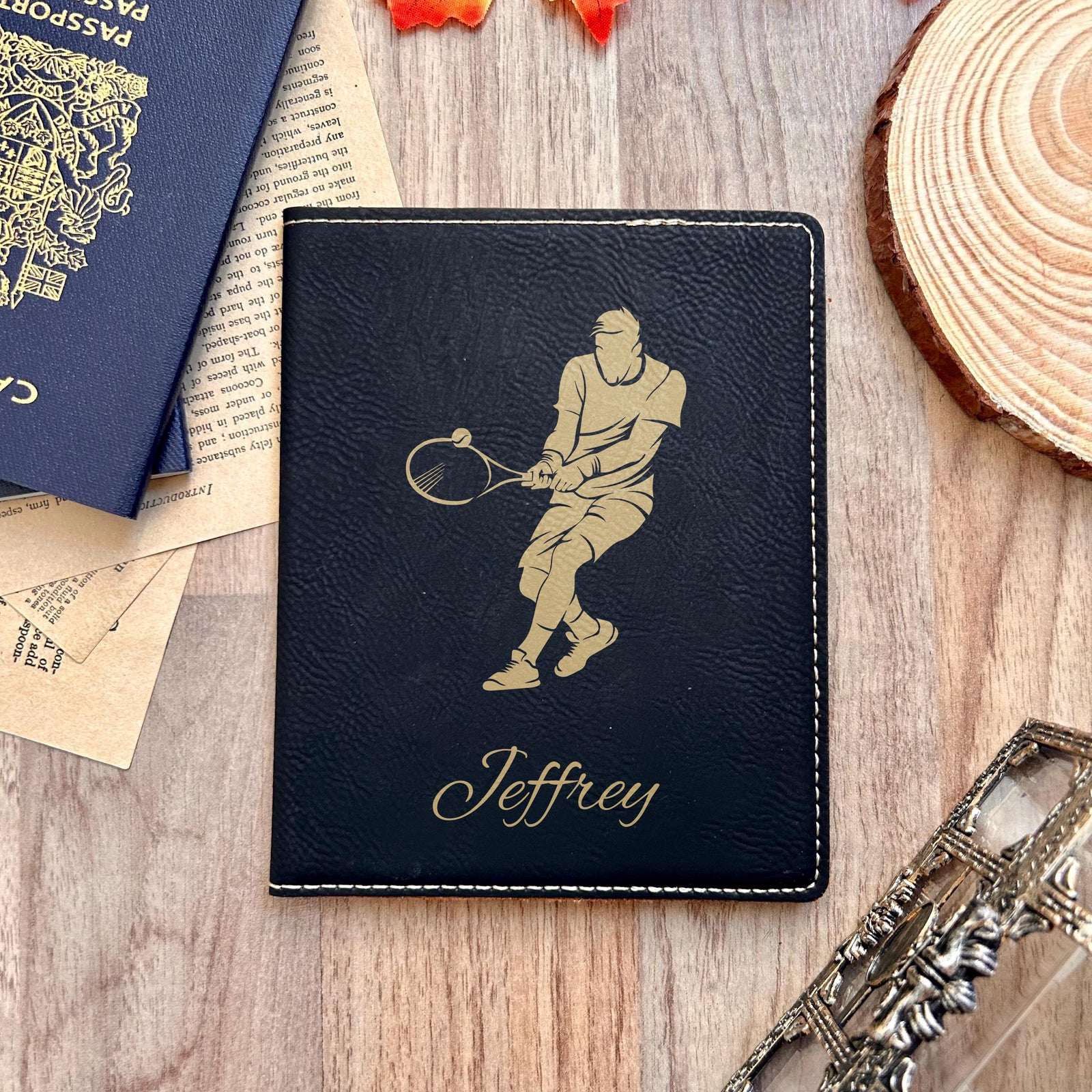 Gold Tennis Passport Cover
