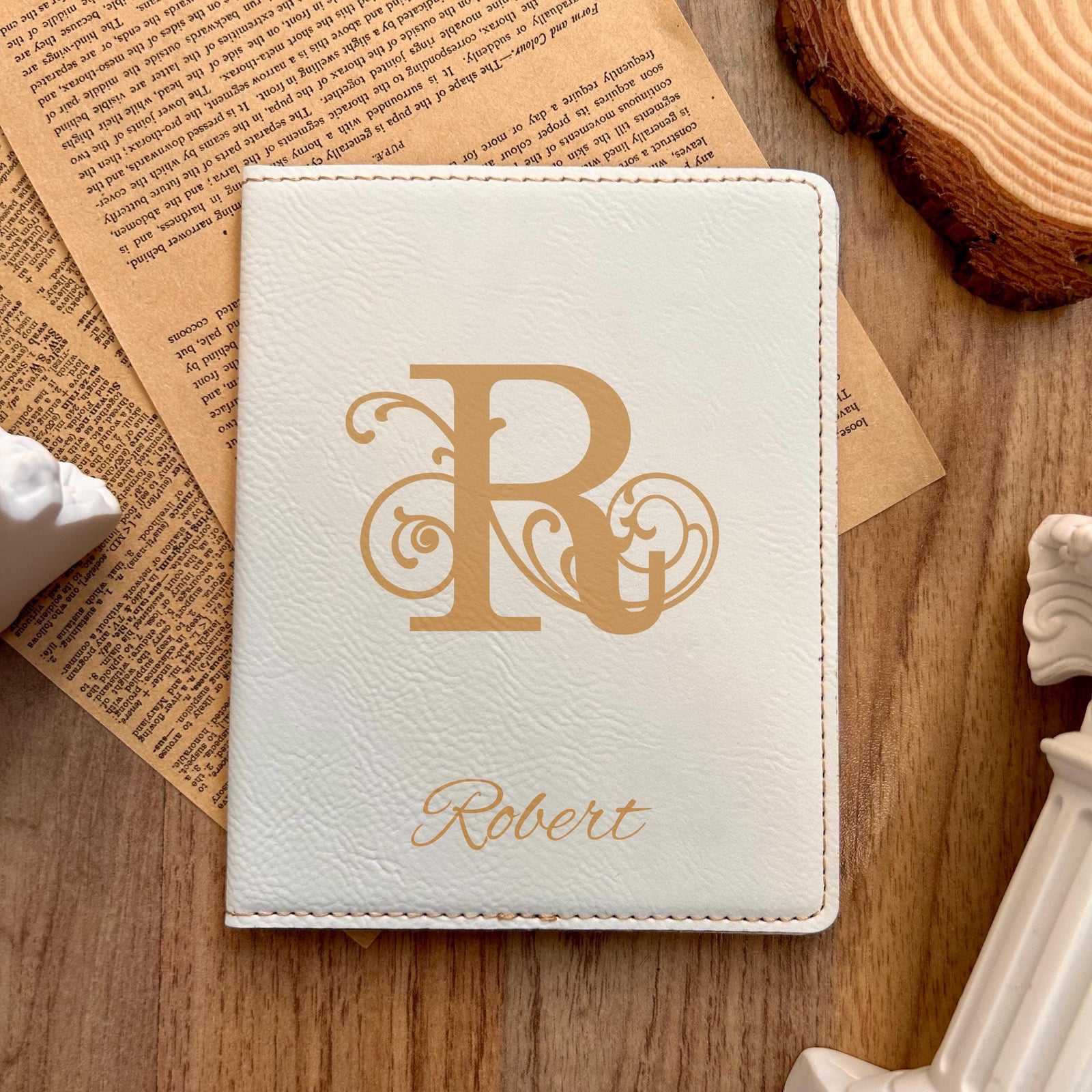 Gold Monogram Passport Cover