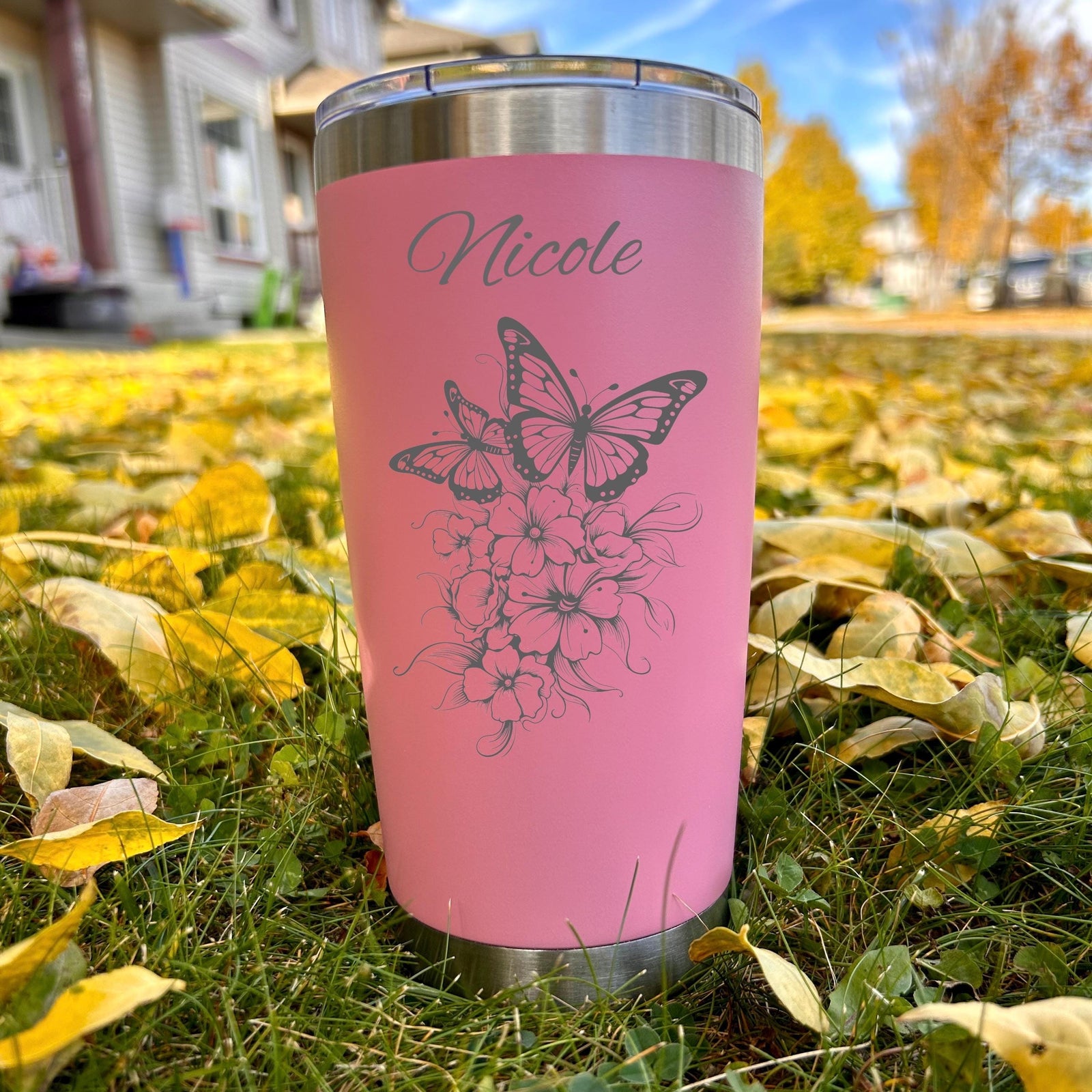 Butterfly 20oz Engraved Tumbler