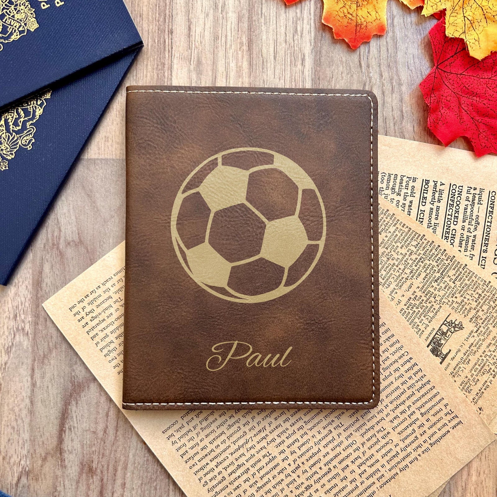 Gold Soccer Passport Cover
