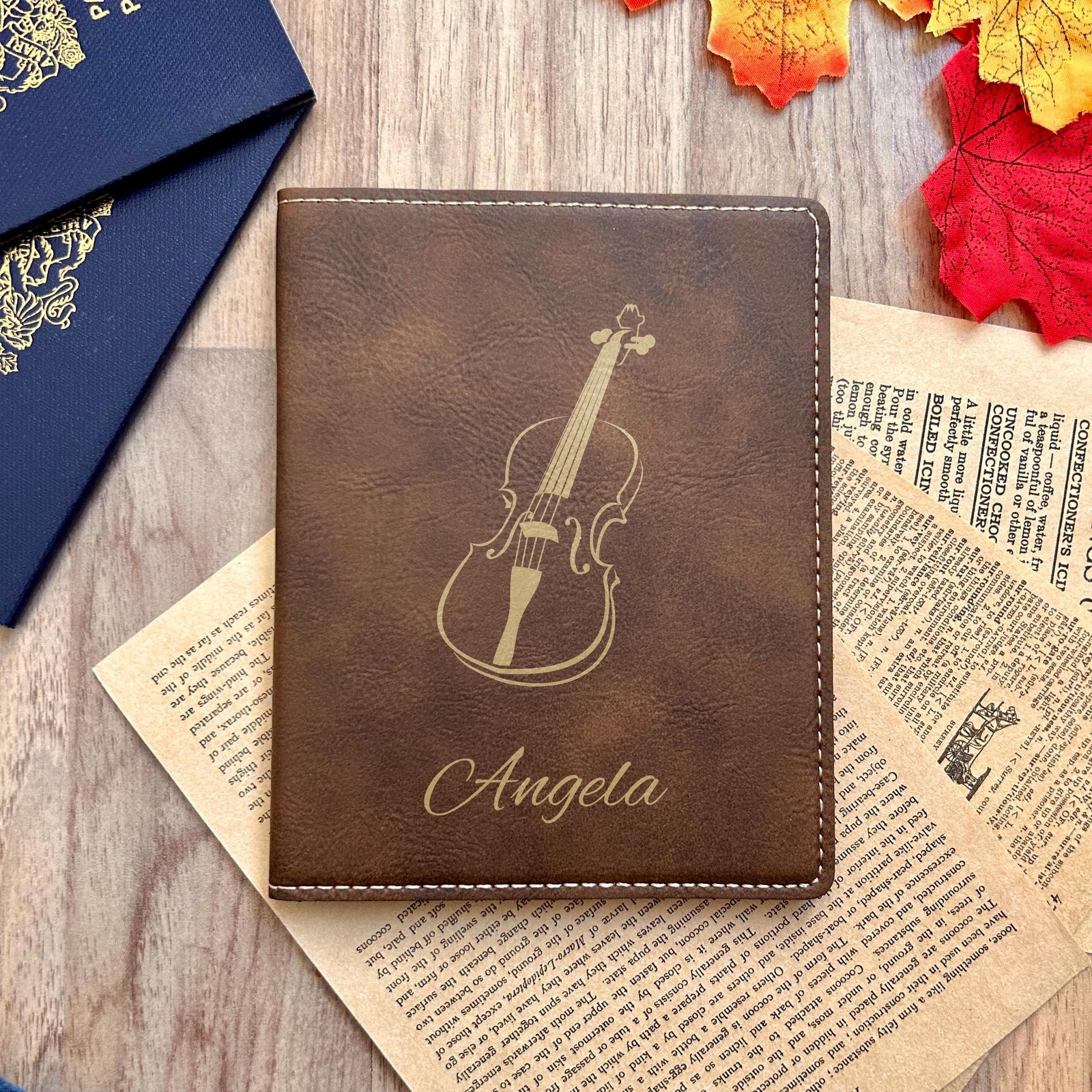 Gold Violin Passport Cover