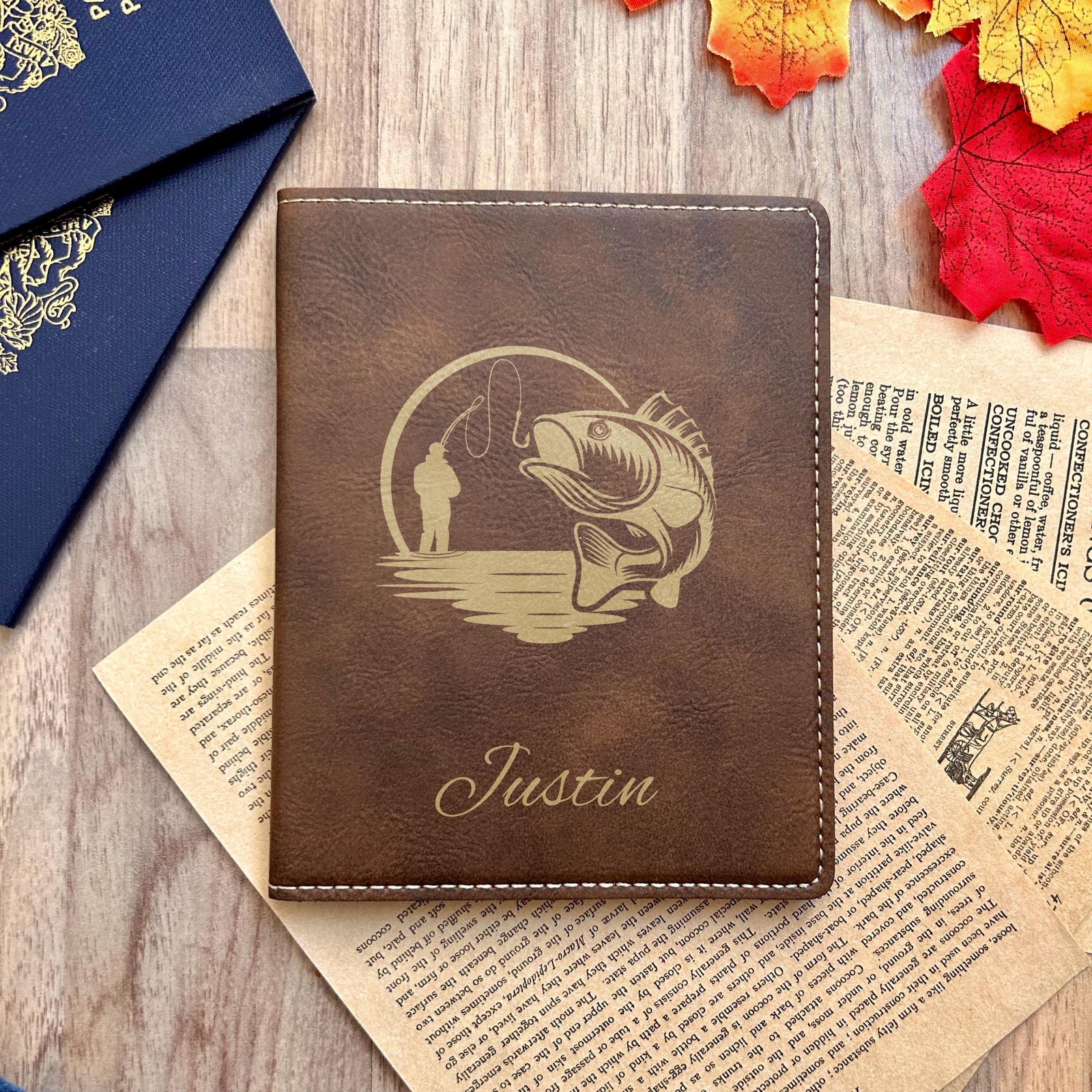 Gold Fishing Passport Cover