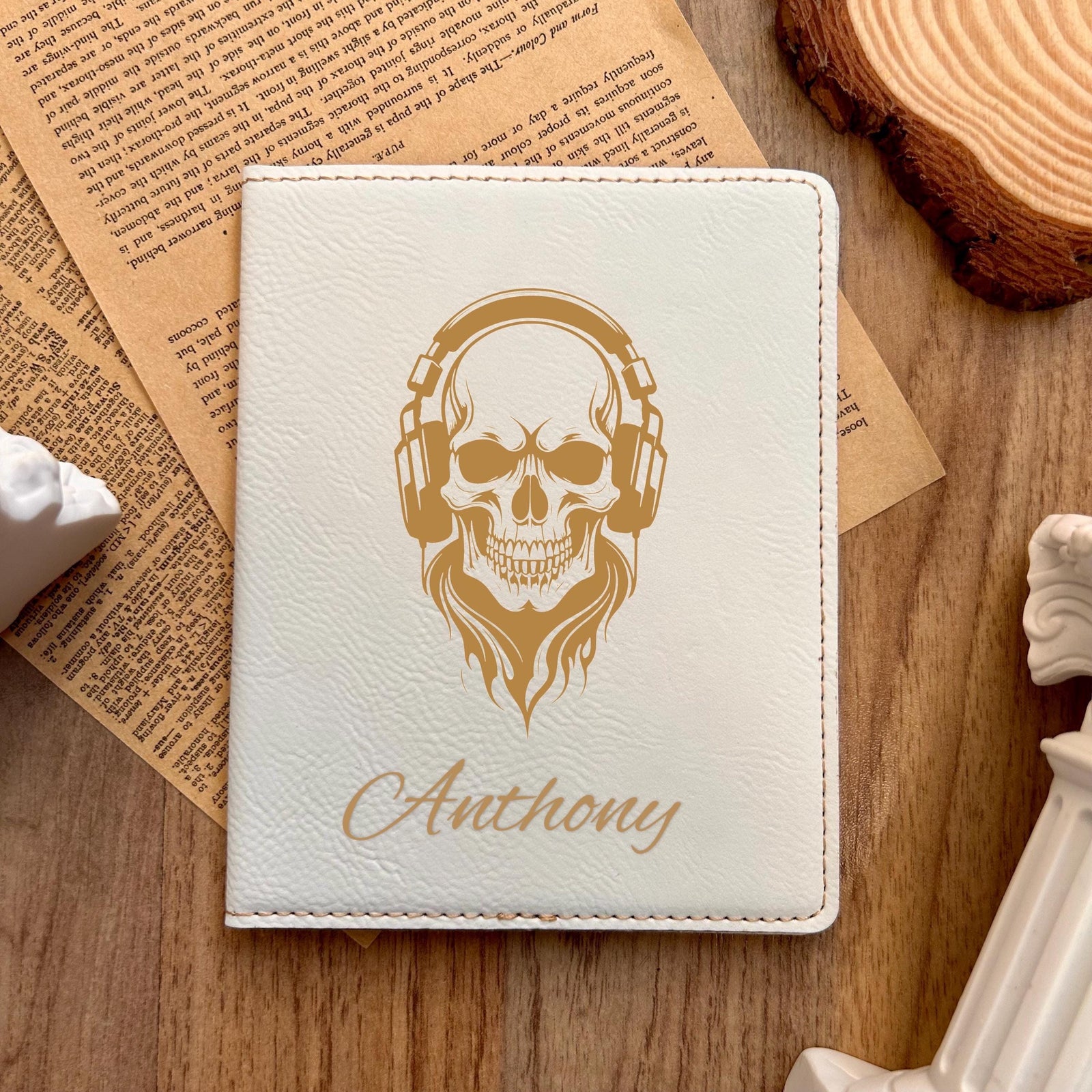 Gold Skull Passport Cover