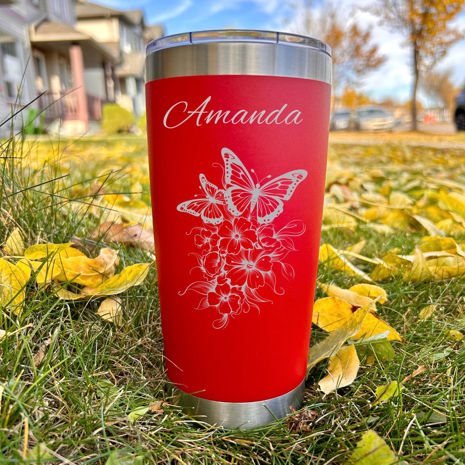 Butterfly 20oz Engraved Tumbler
