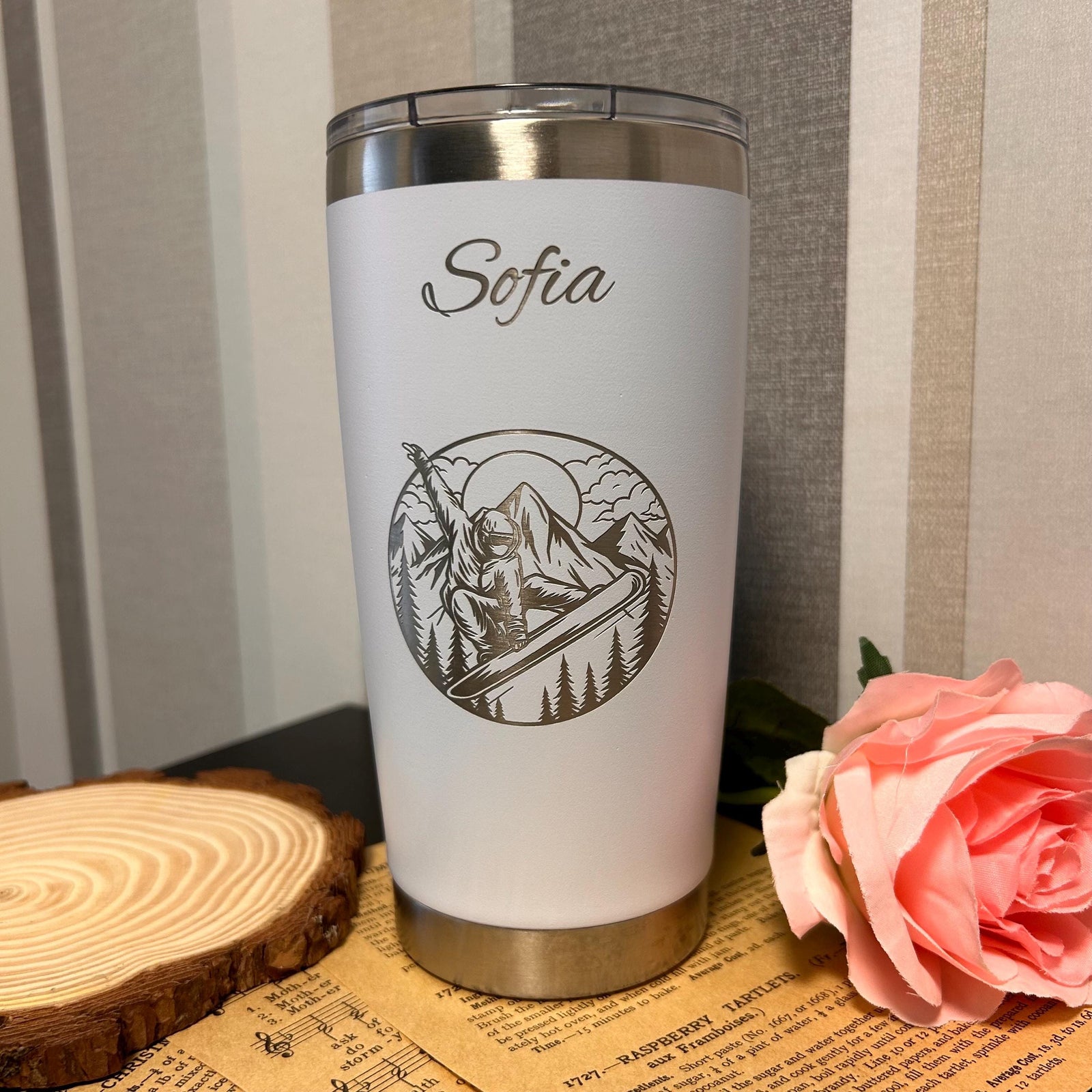 Snowboard 20oz Engraved Tumbler