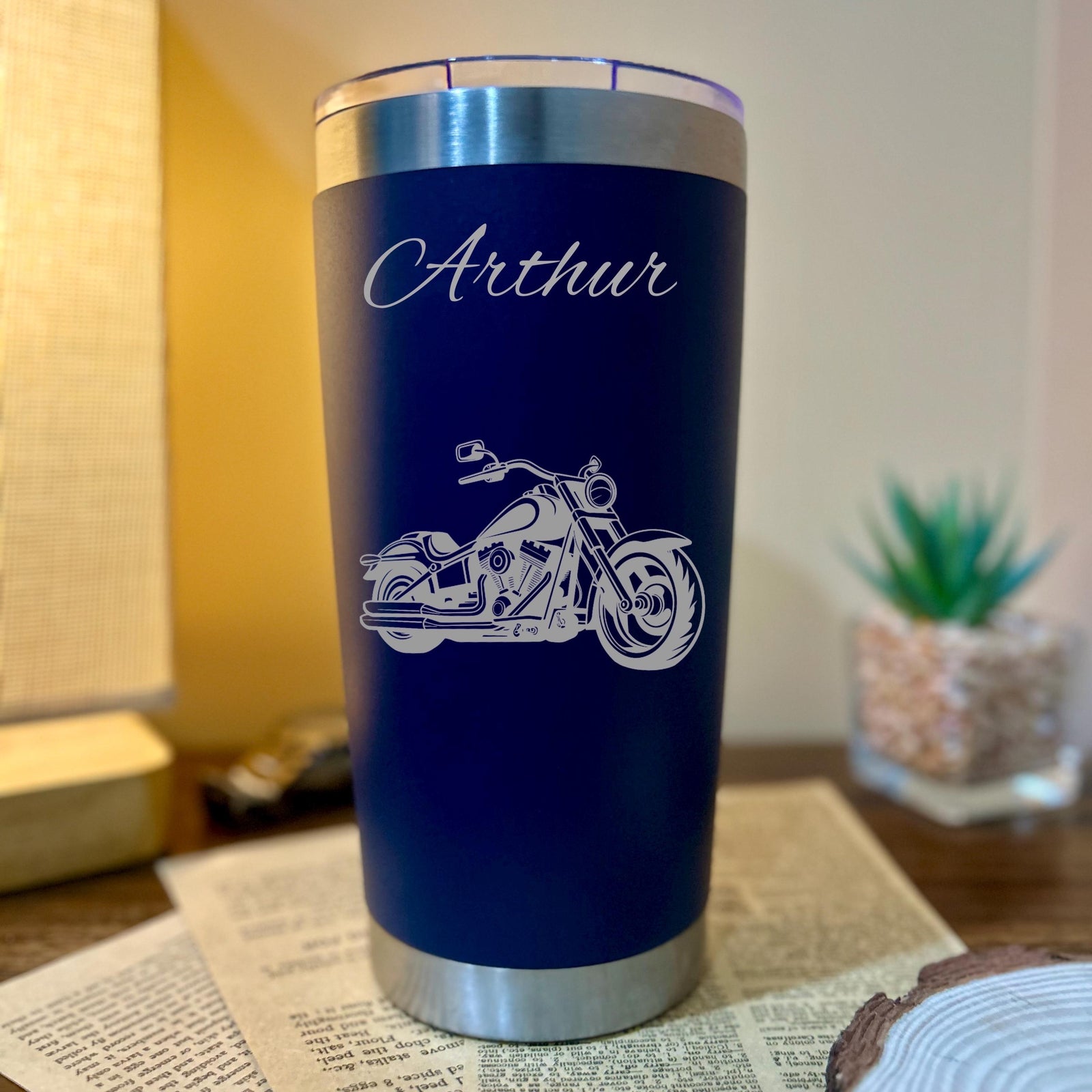 Motorcycle 20oz Engraved Tumbler