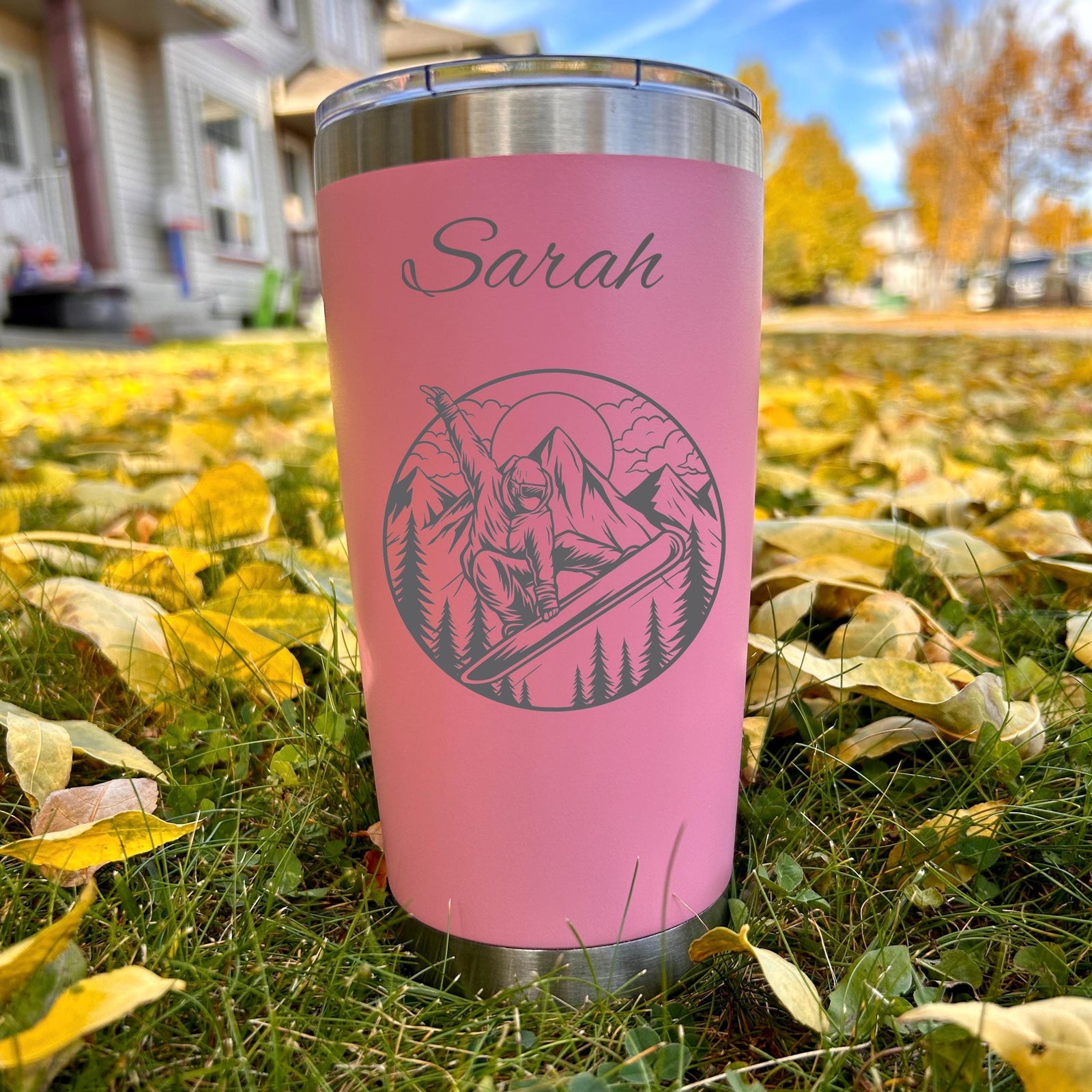 Snowboard 20oz Engraved Tumbler