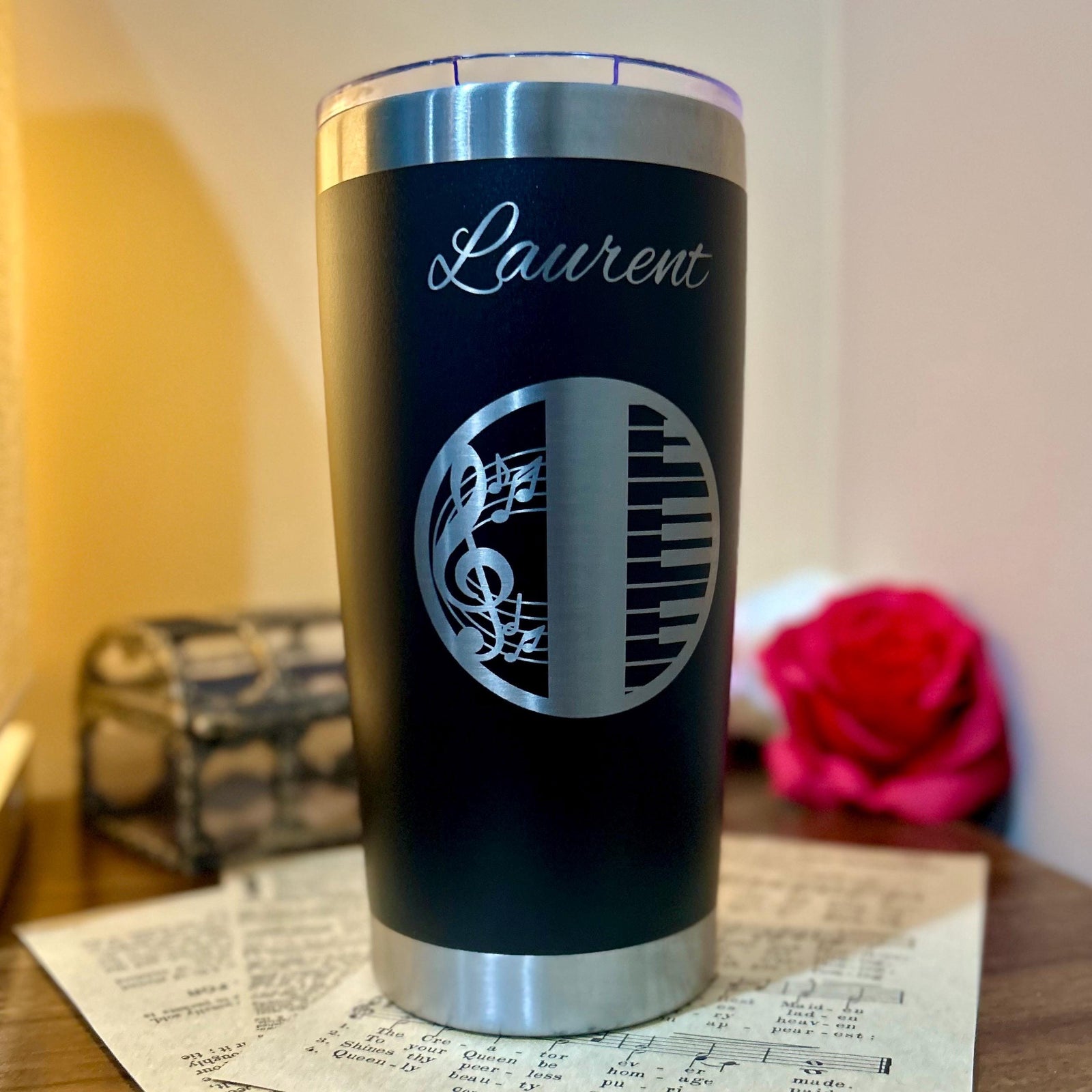 Piano 20oz Engraved Tumbler