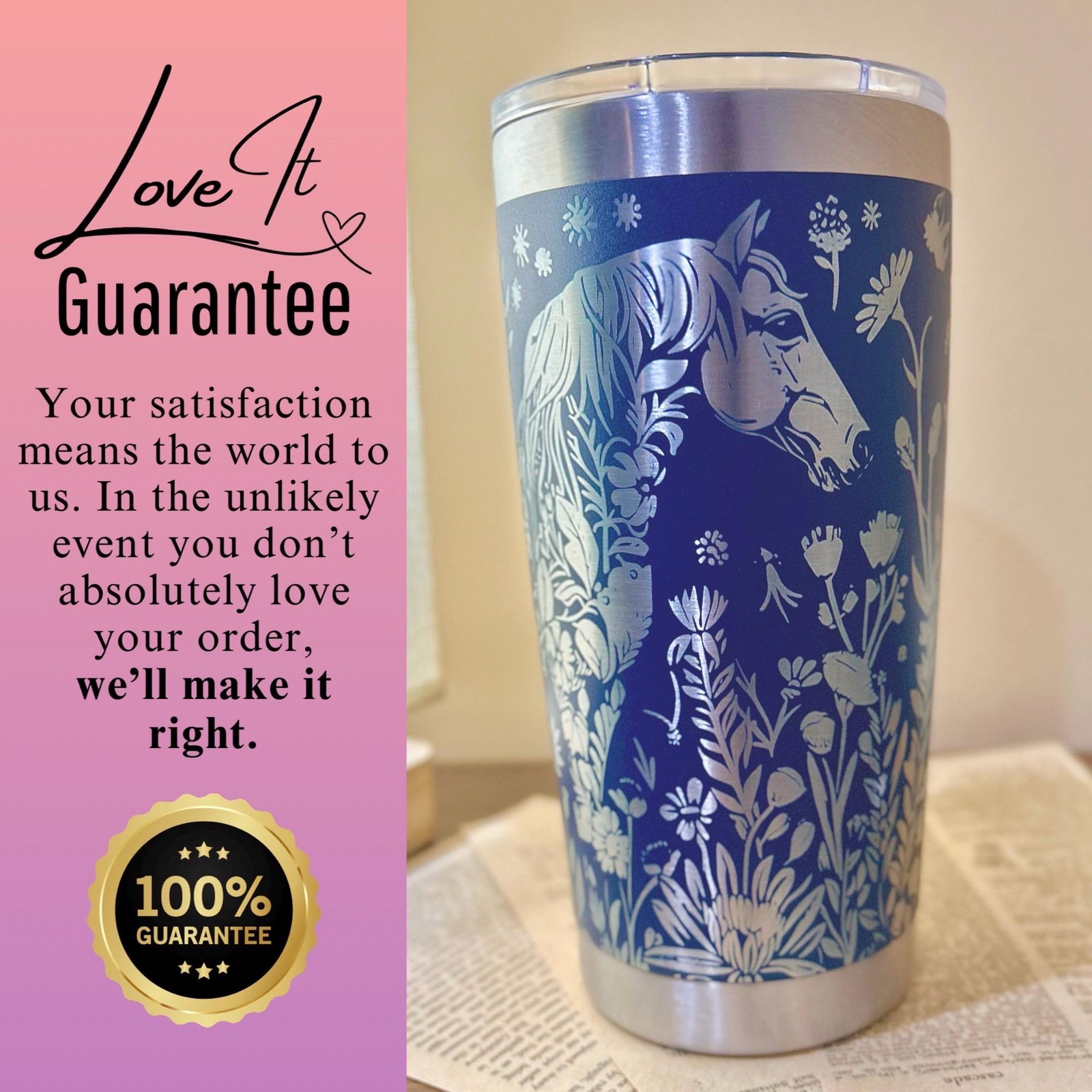 Wild Horse Fully Engraved 20oz Tumbler