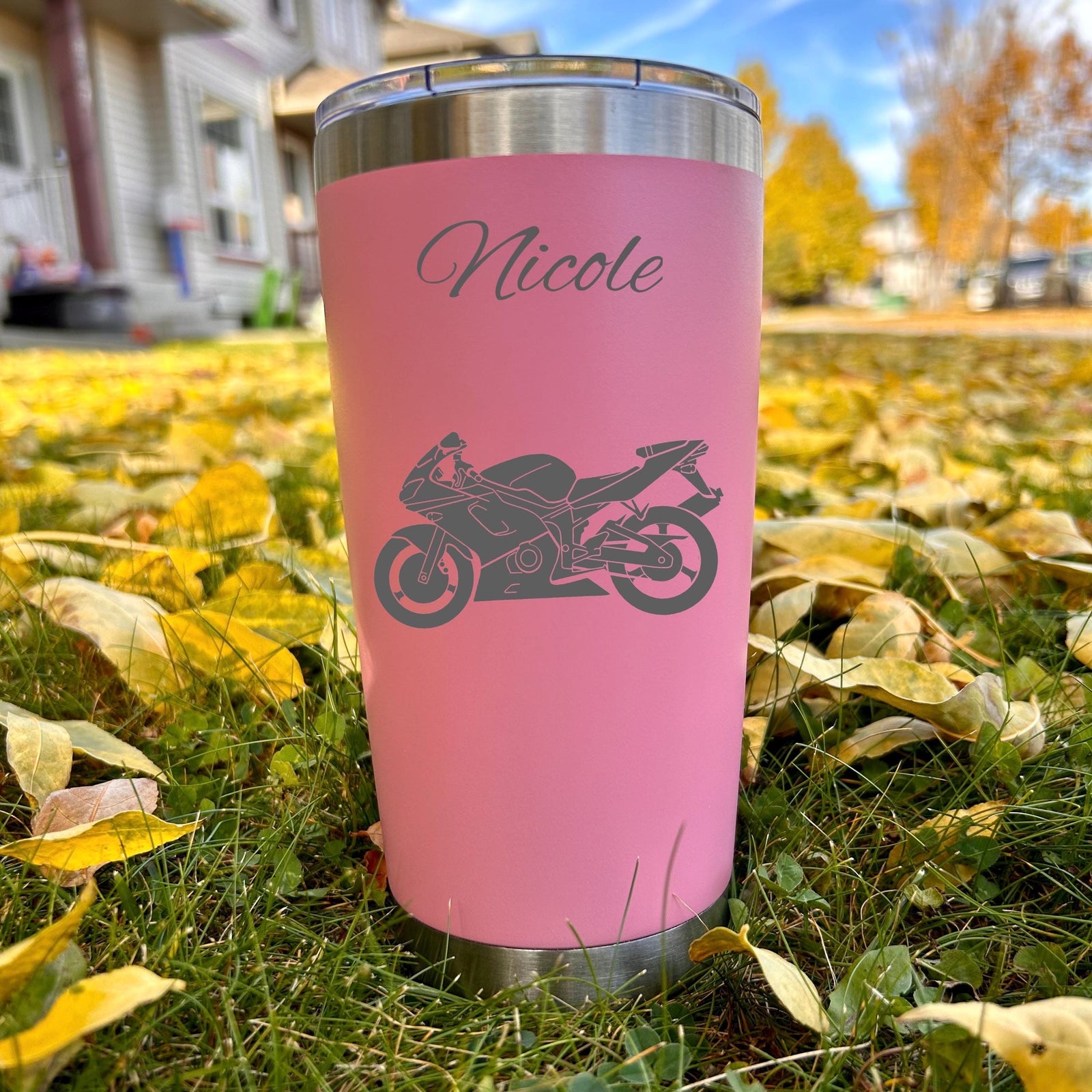 Motorcycle 20oz Engraved Tumbler