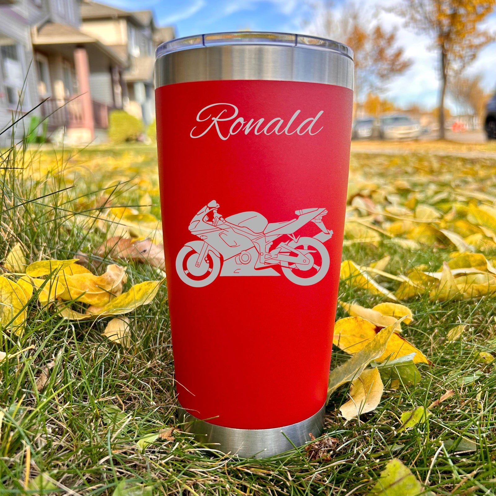 Motorcycle 20oz Engraved Tumbler
