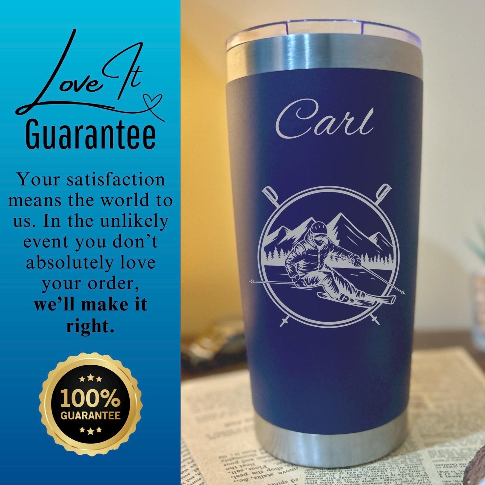 Snowboard 20oz Engraved Tumbler