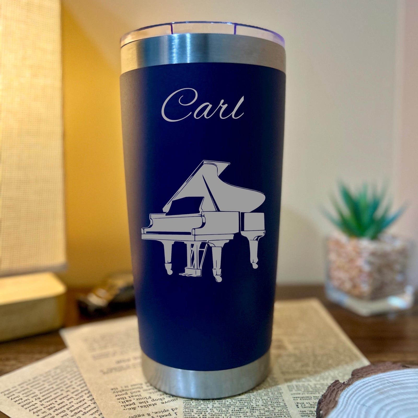 Piano 20oz Engraved Tumbler