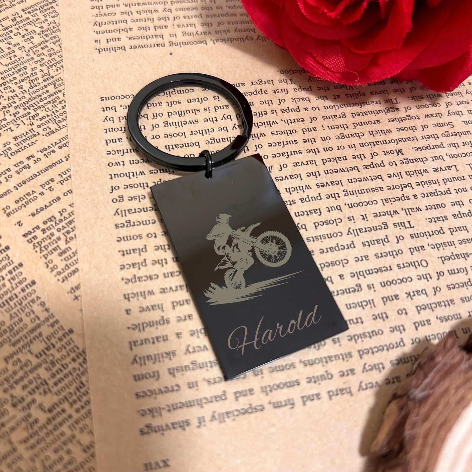 Dirt Biker Keychain Stainless Steel