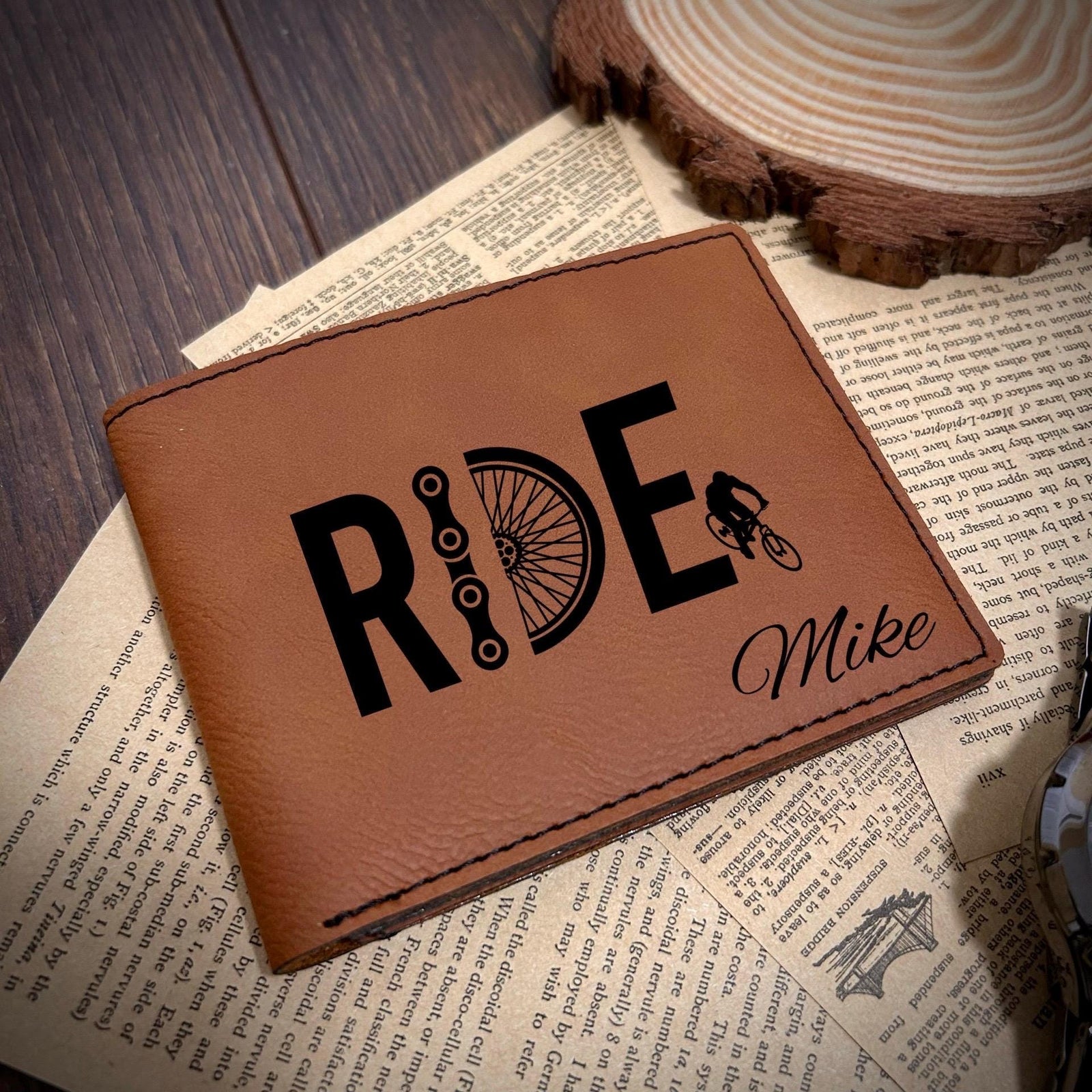 Cyclist Leather Wallet – Design #8