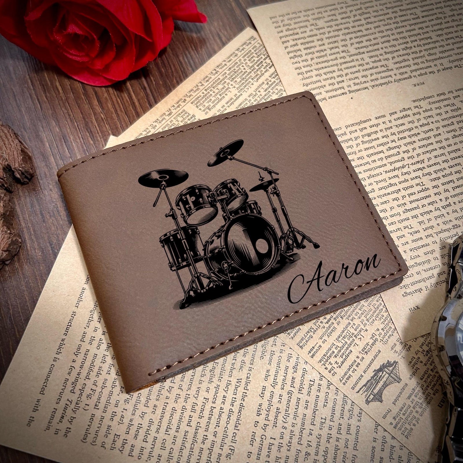 Drum Set Leather Wallet – Design #12