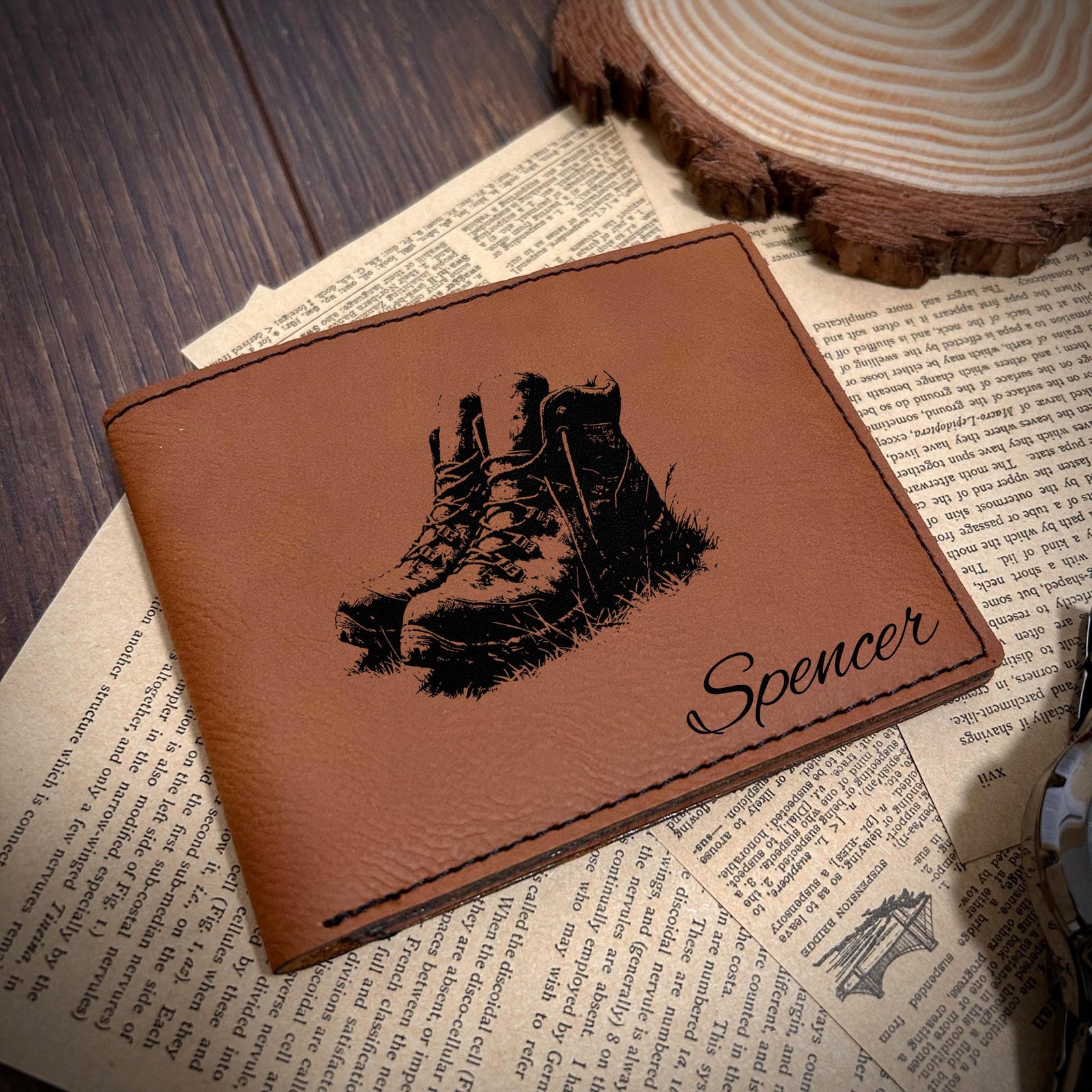 Hiker Boots Leather Wallet – Design #15