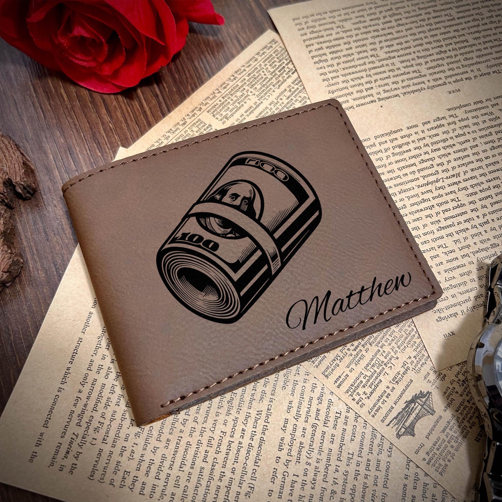 Money Roll Leather Wallet – Design #17