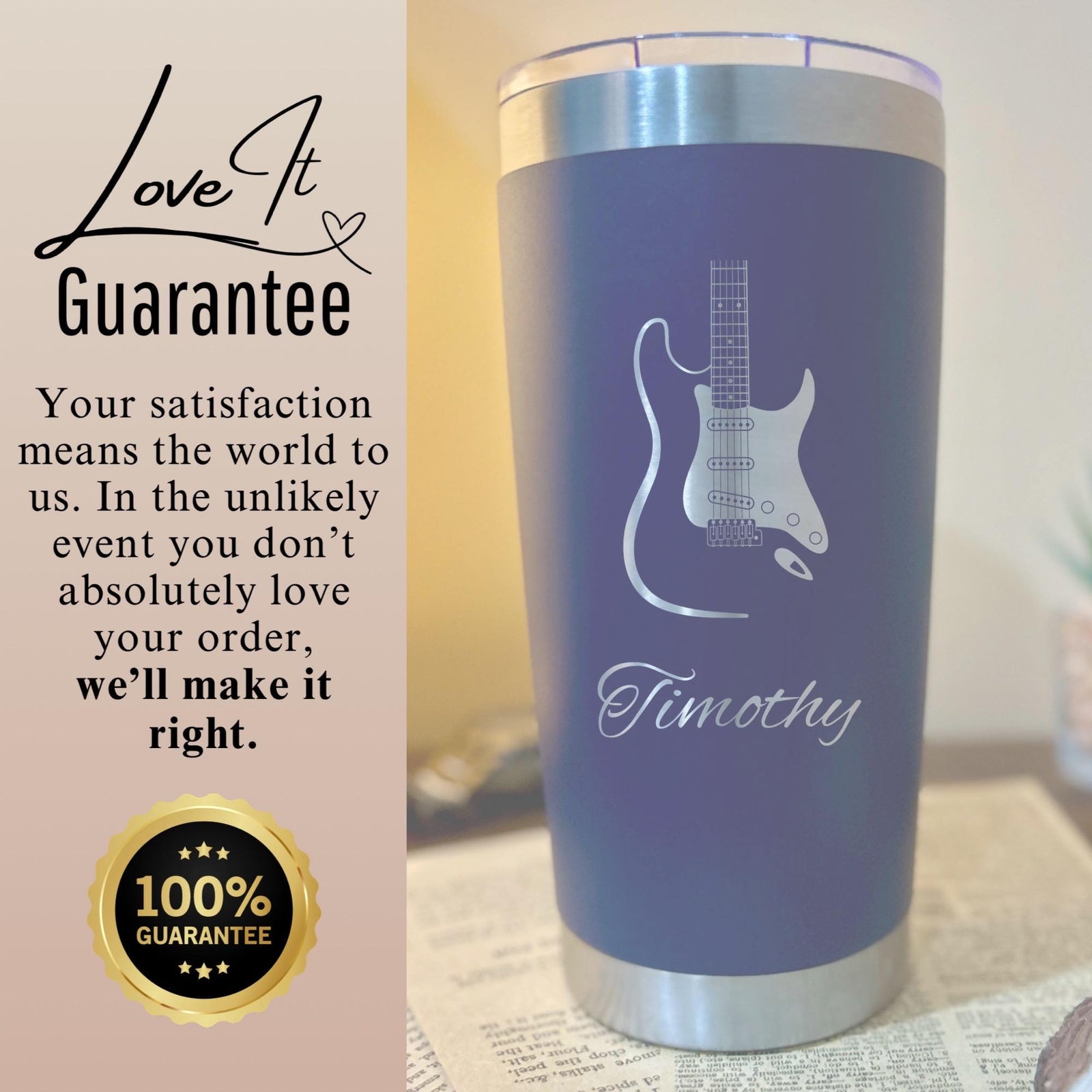 Electric Guitar 20oz Engraved Tumbler