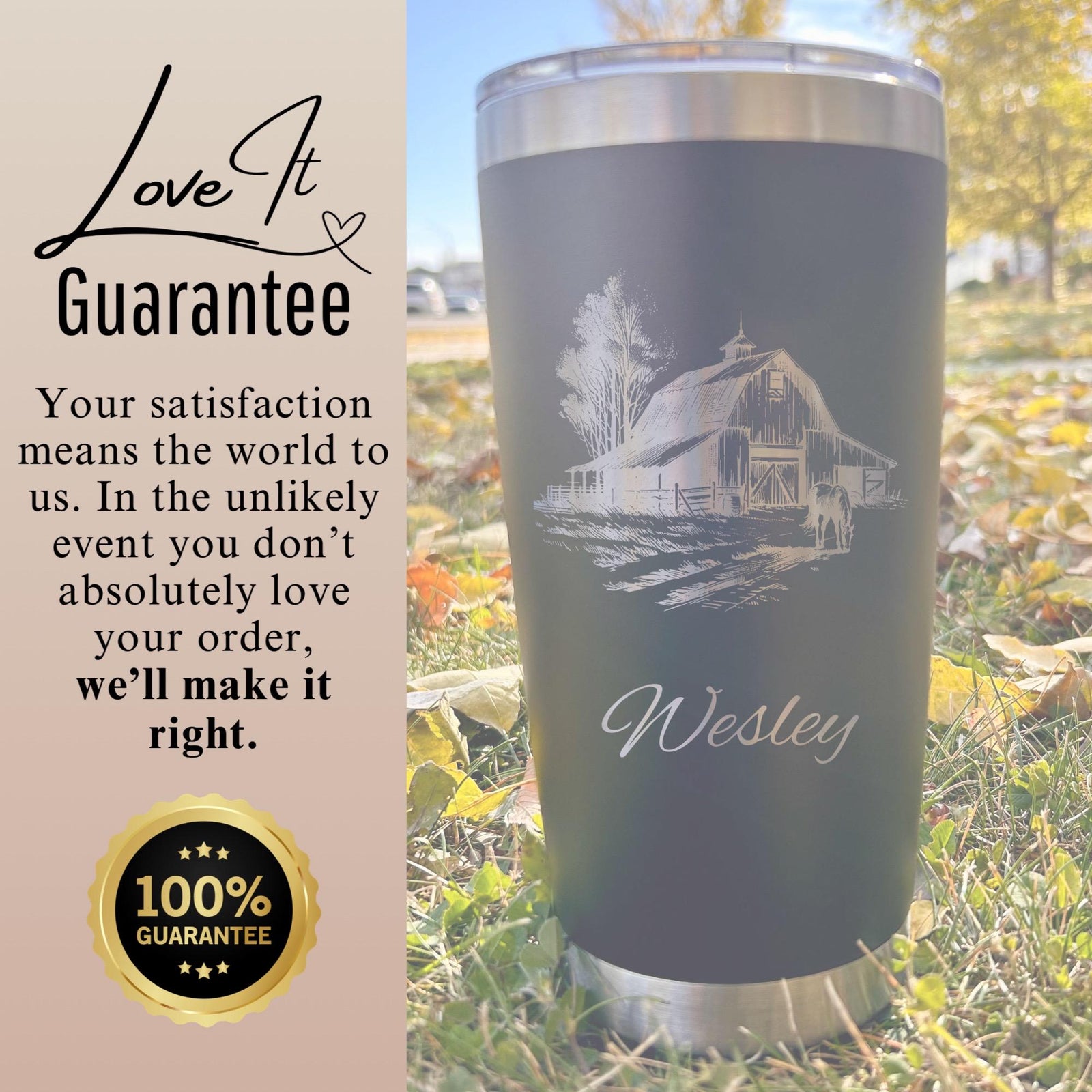 Barn and Horse 20oz Engraved Tumbler