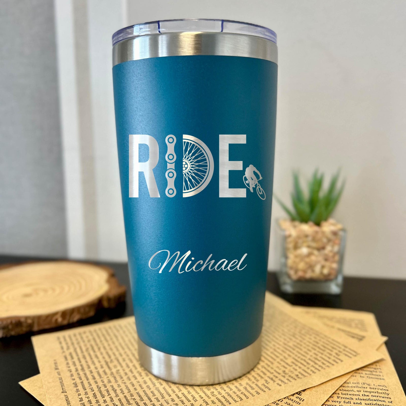 Cyclist 20oz Engraved Tumbler