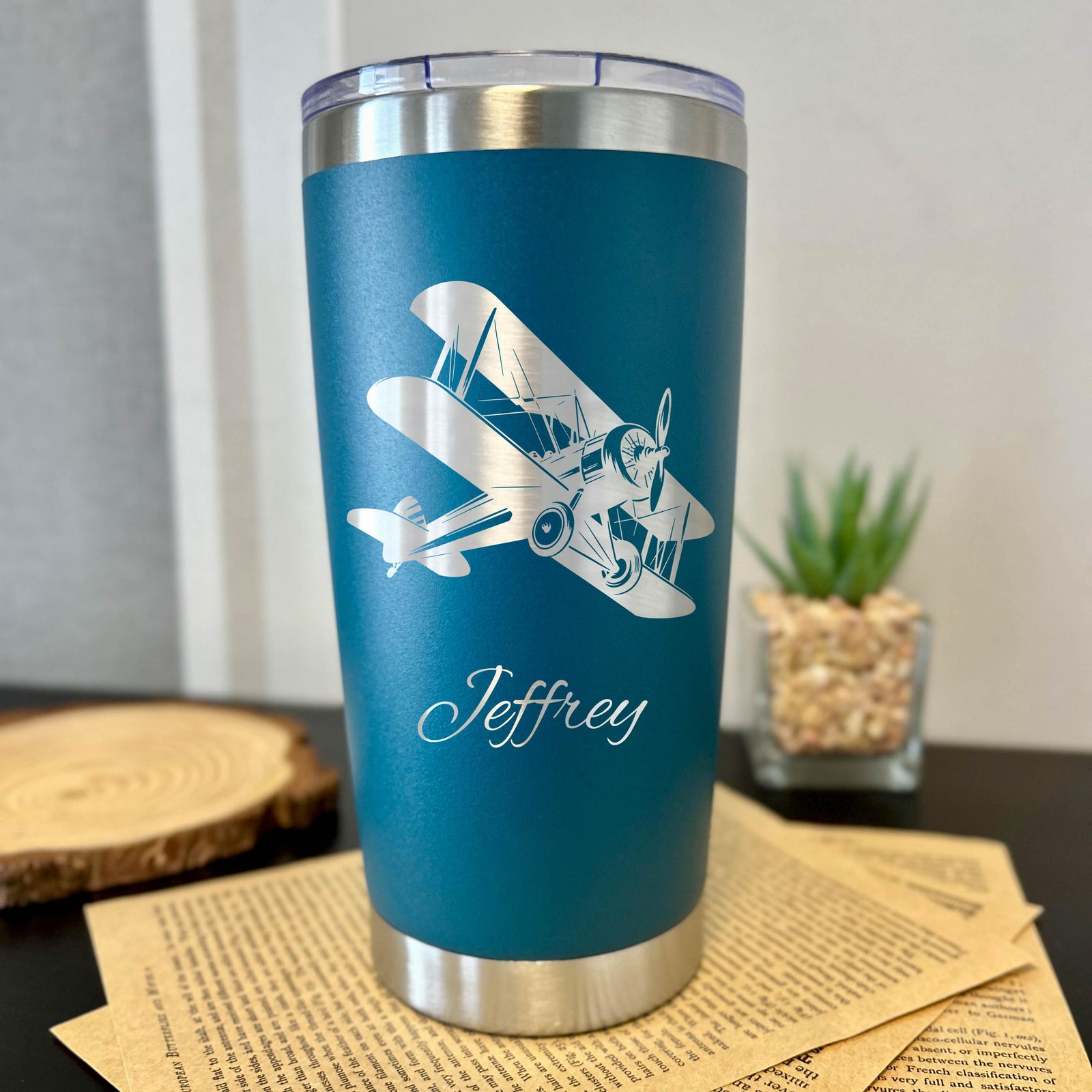 Antique Airplane 20oz Engraved Tumbler