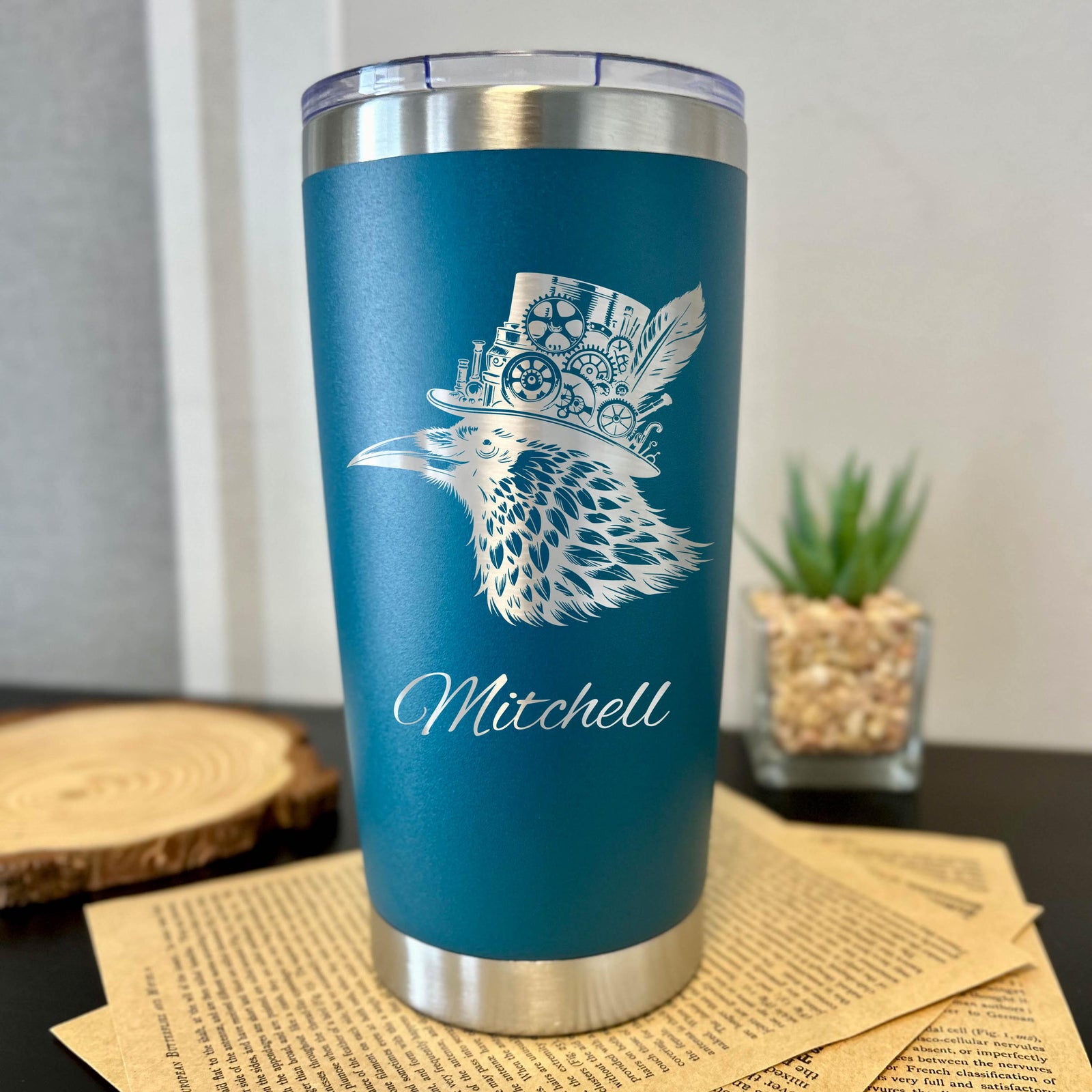 Steampunk Raven 20oz Engraved Tumbler
