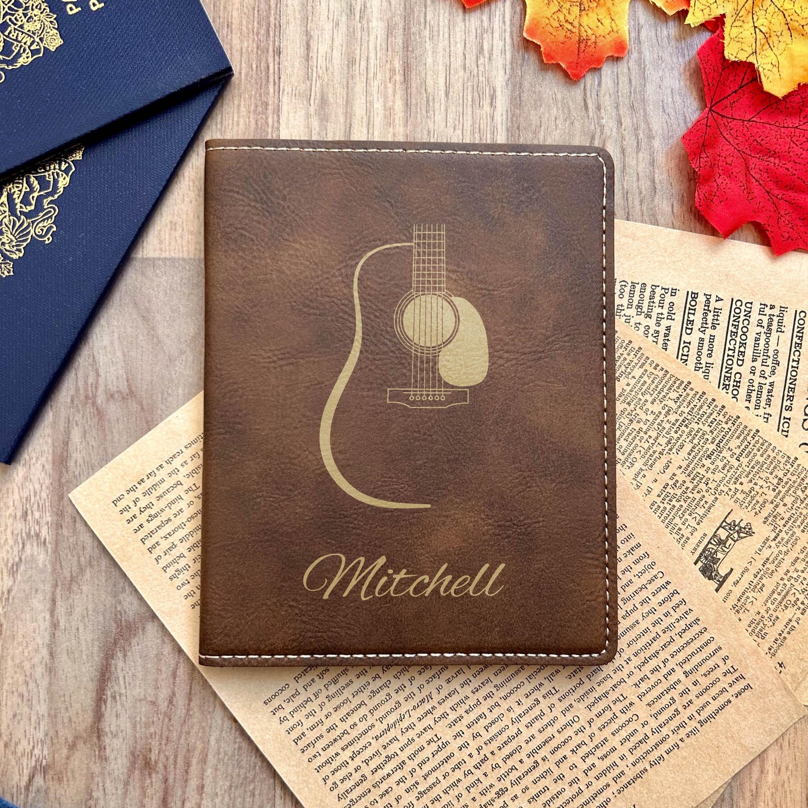 Gold Acoustic Guitar Passport Cover – Design #3