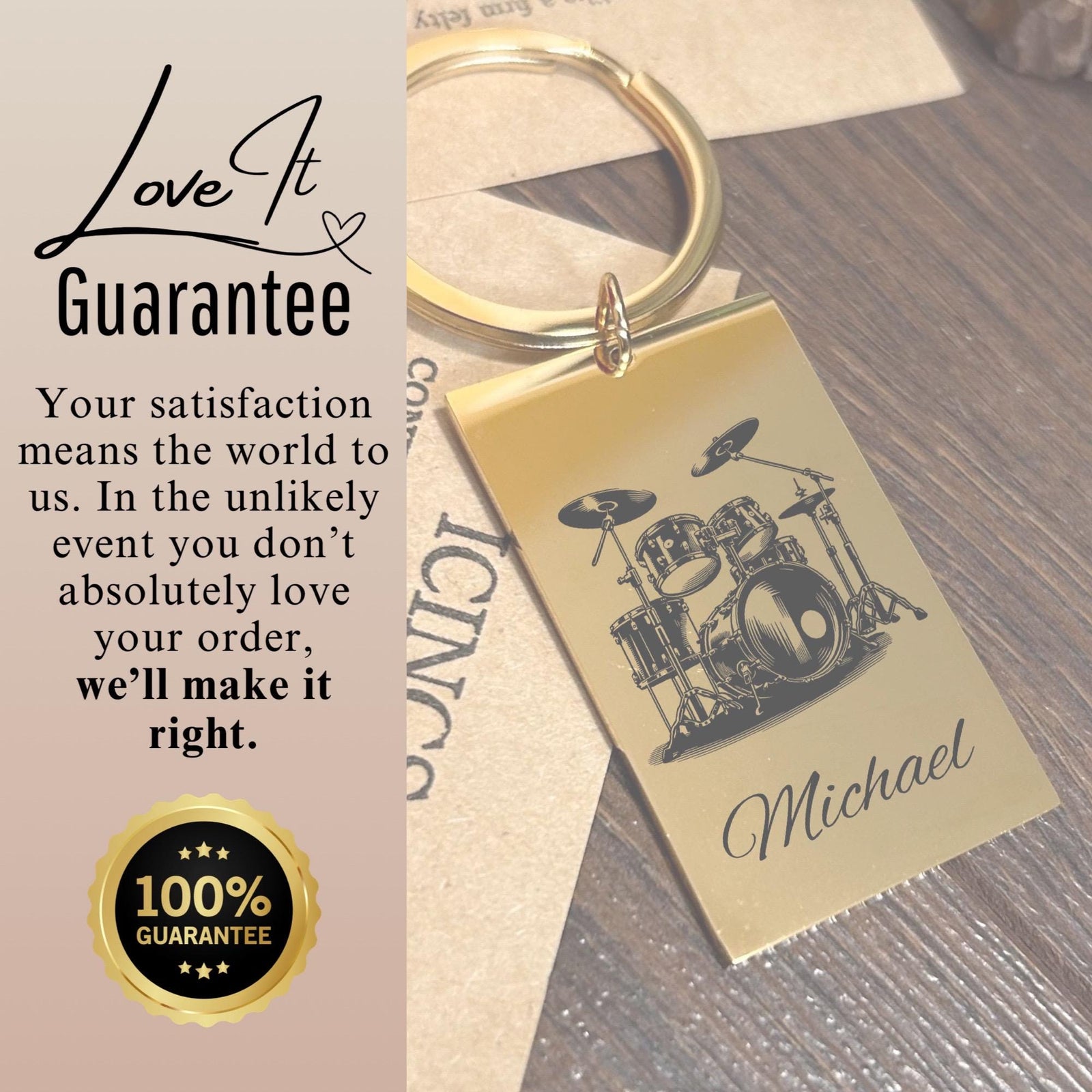 Drum Set Keychain Stainless Steel