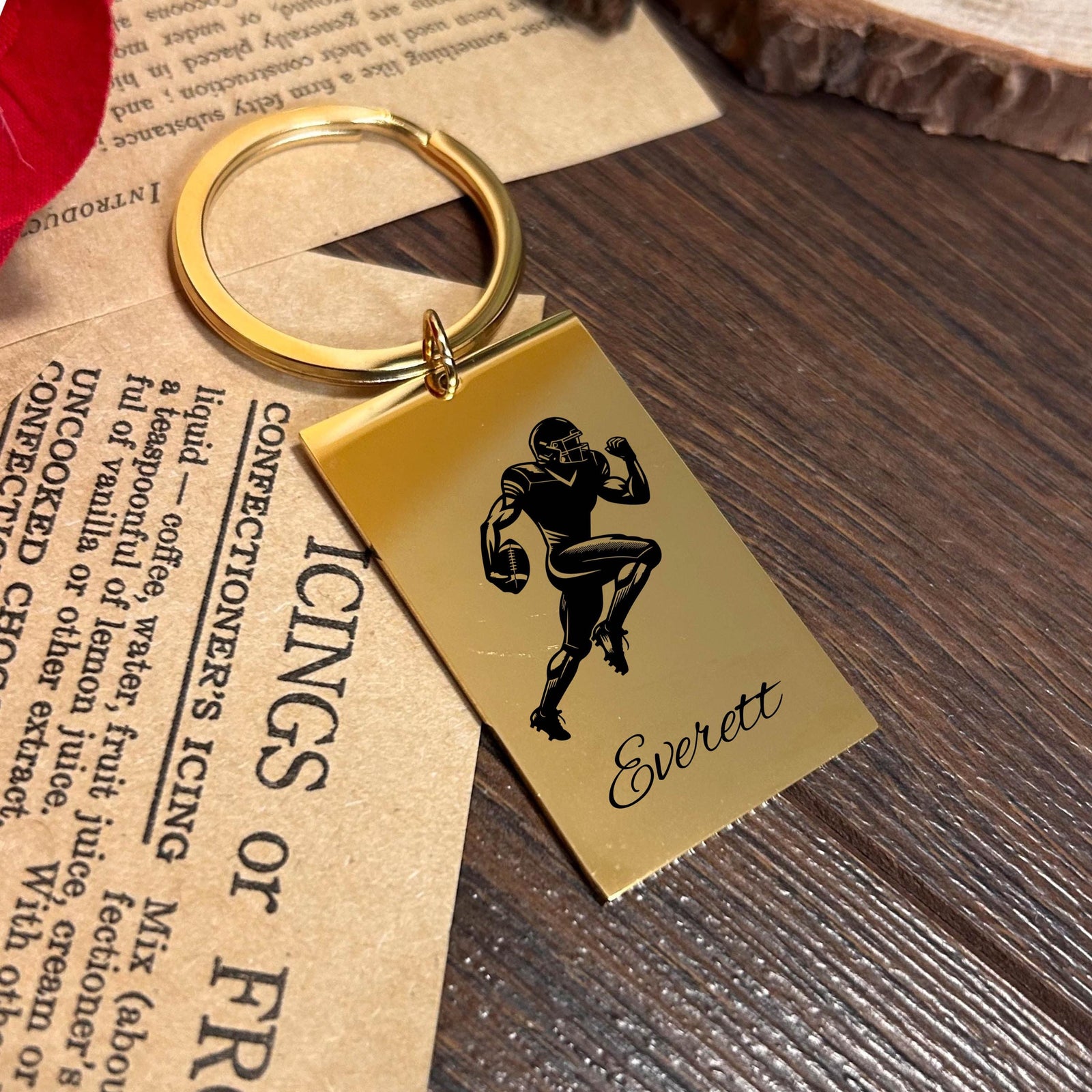 Football Keychain Stainless Steel