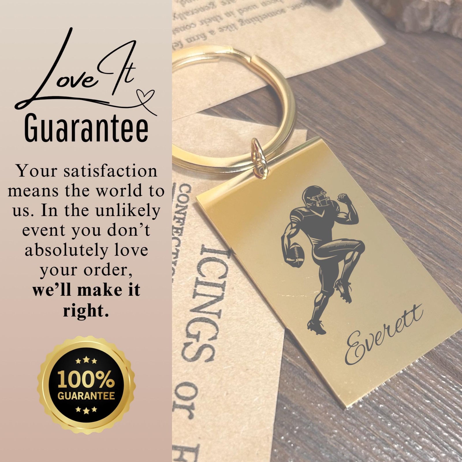 Football Keychain Stainless Steel