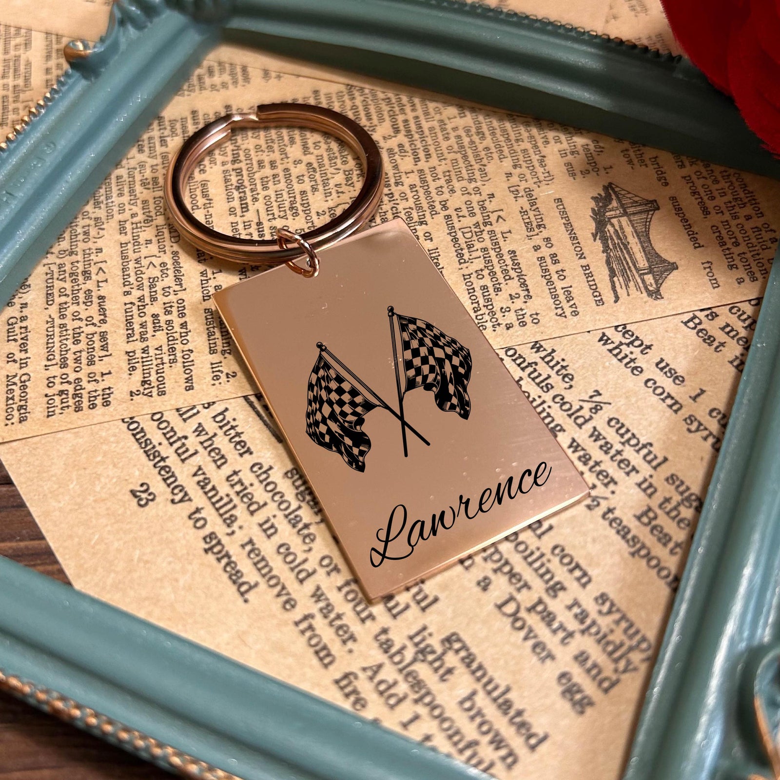 Race Flag Keychain Stainless Steel Design #19