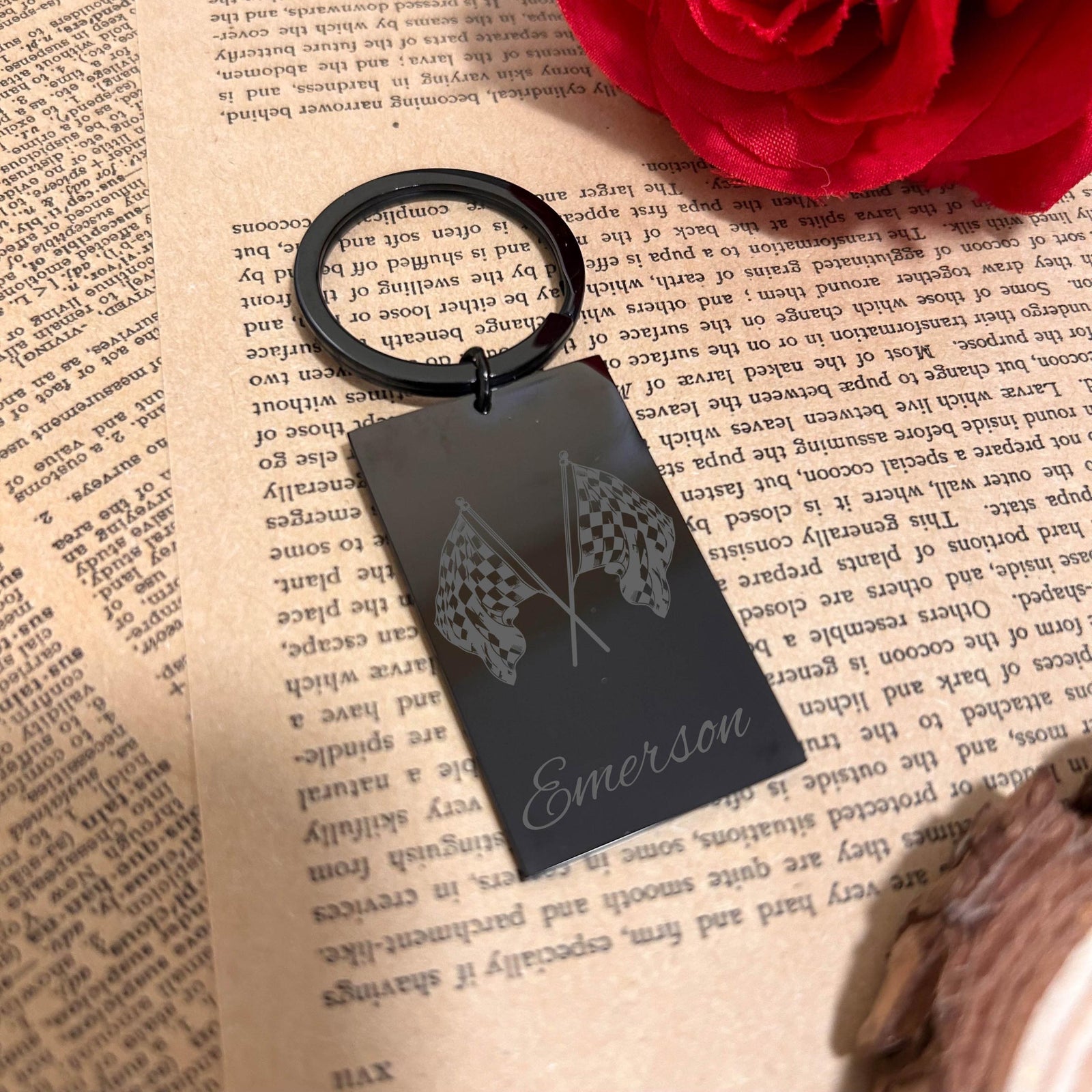 Race Flag Keychain Stainless Steel Design #19