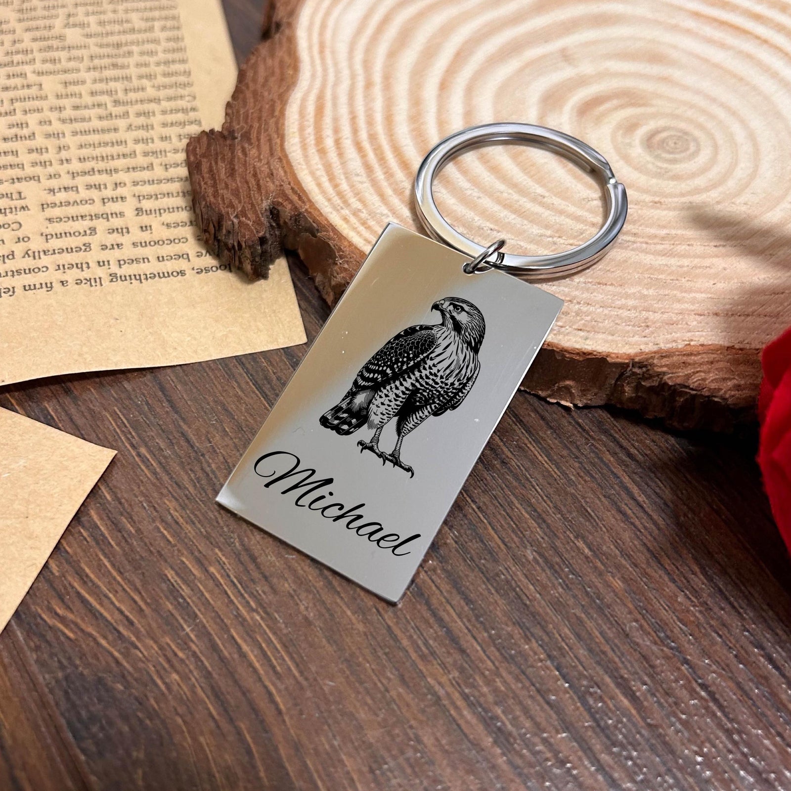 Hawk Keychain Stainless Steel