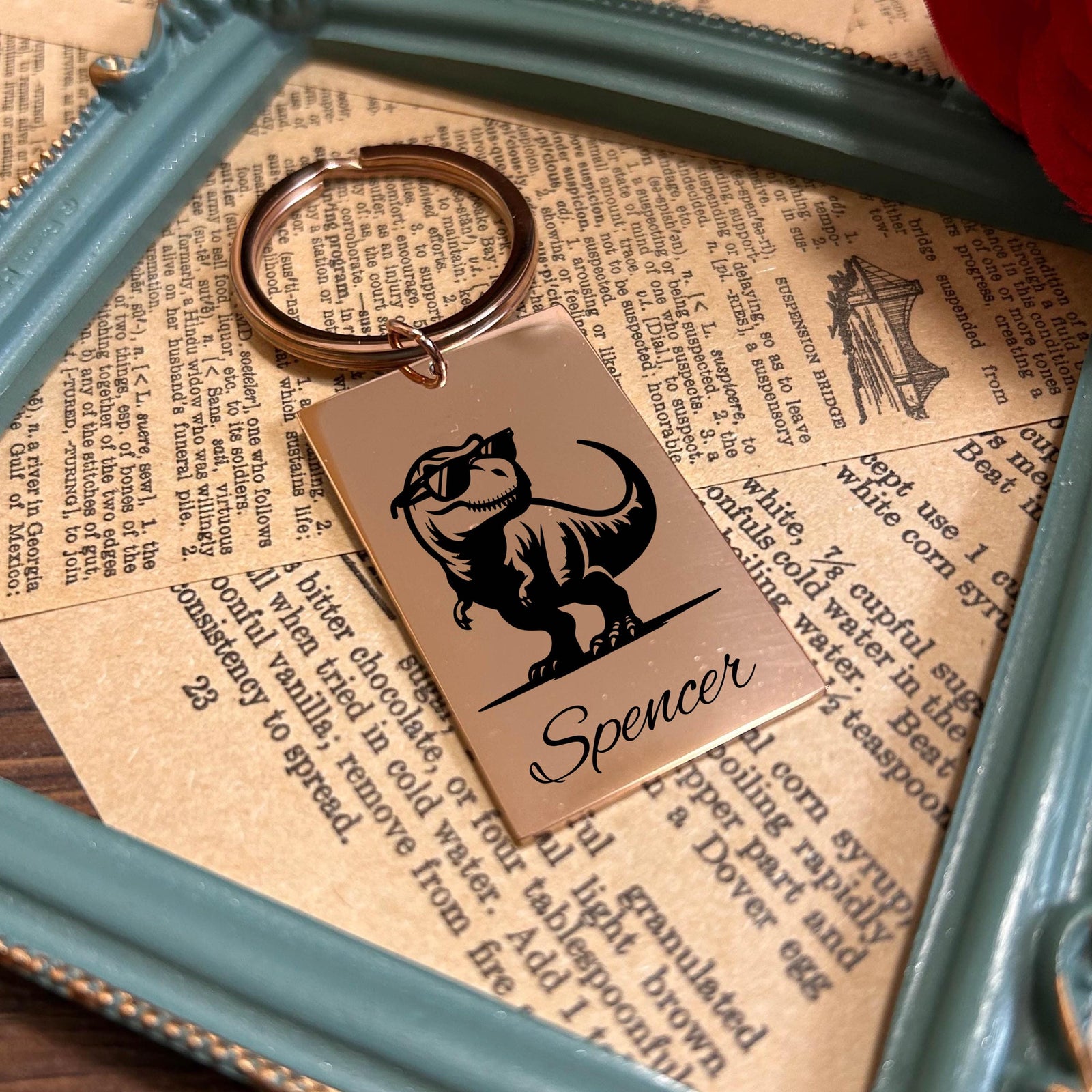 Cute T-Rex Keychain Stainless Steel
