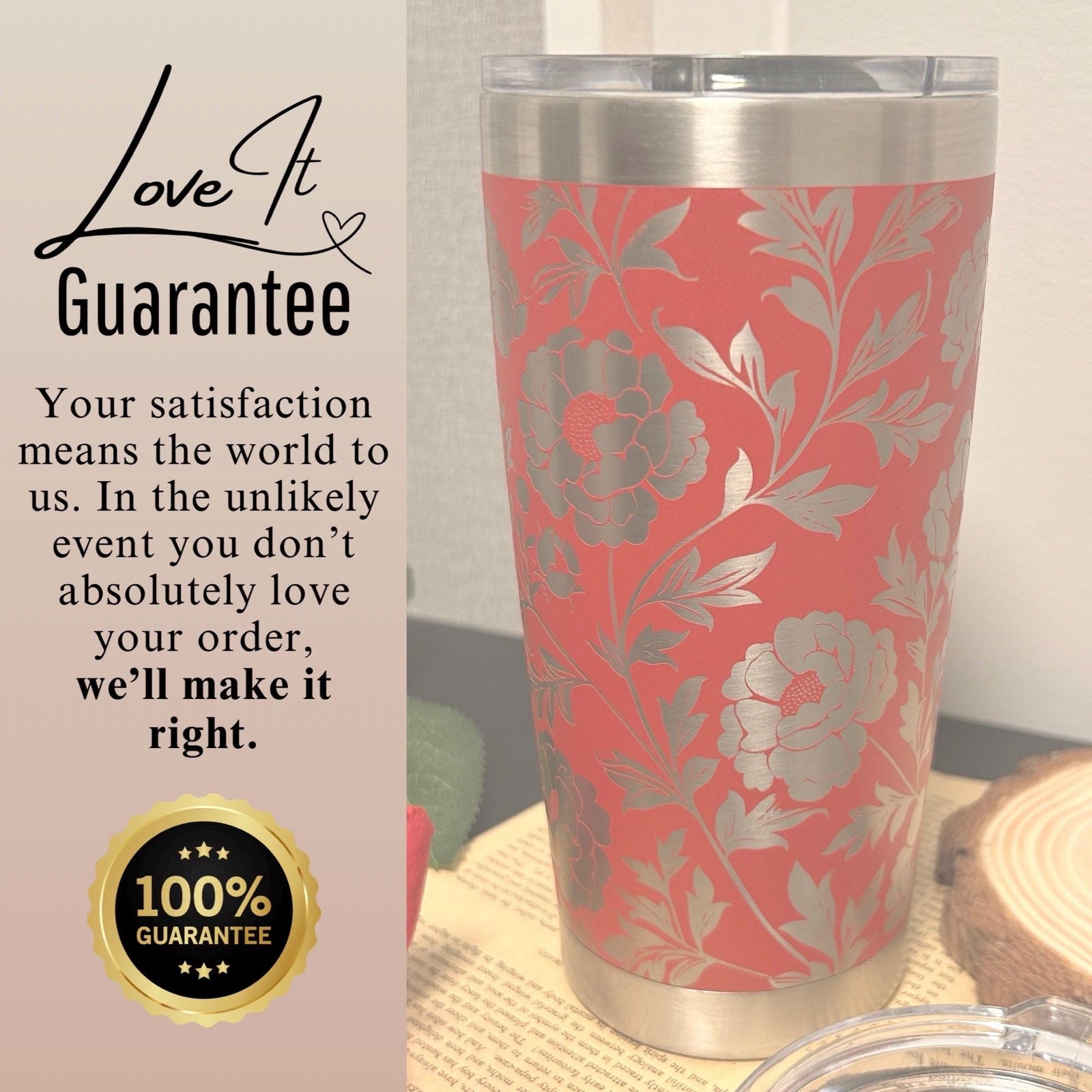 Flower 20oz Tumbler 360 Engraved