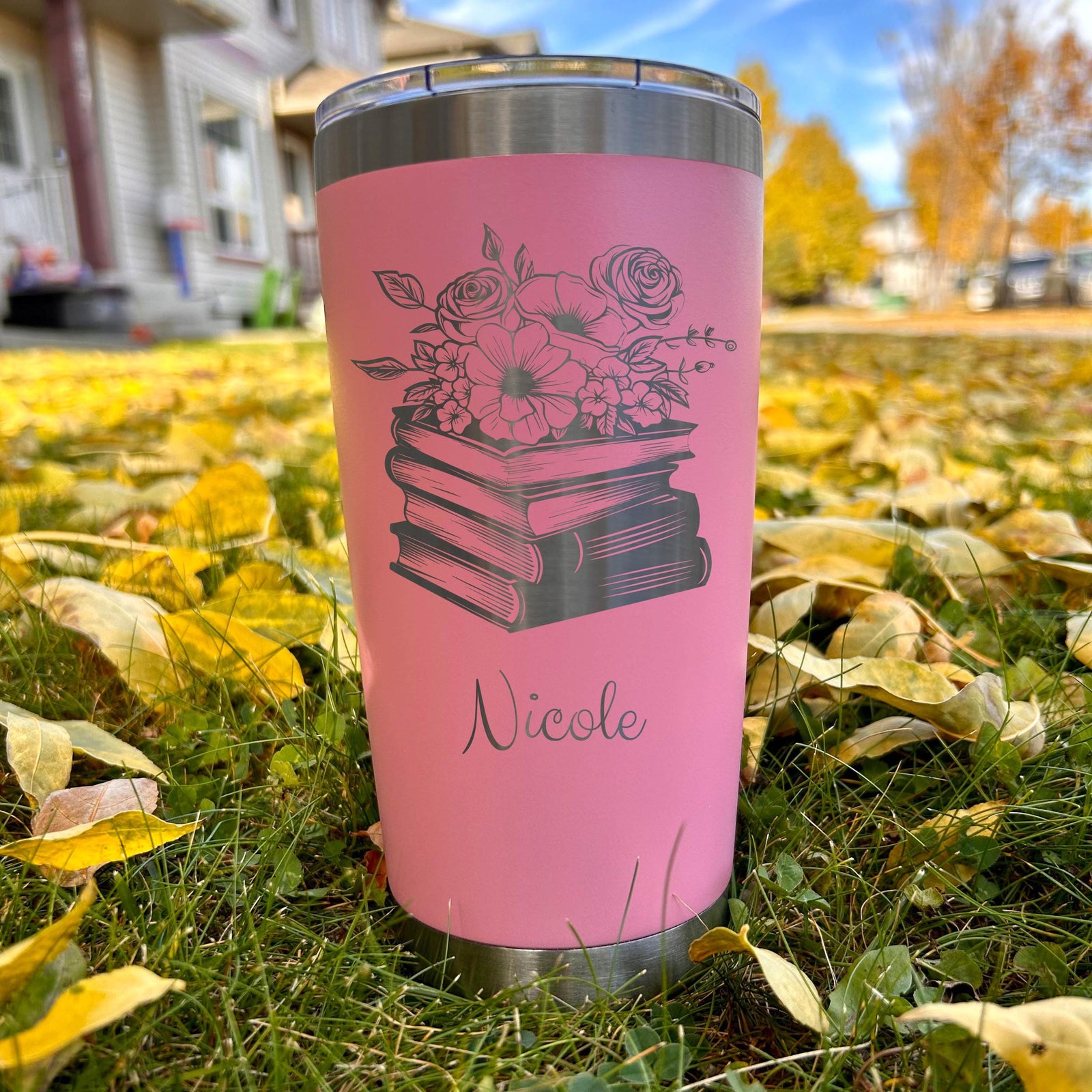 Book and Roses 20oz Engraved Tumbler